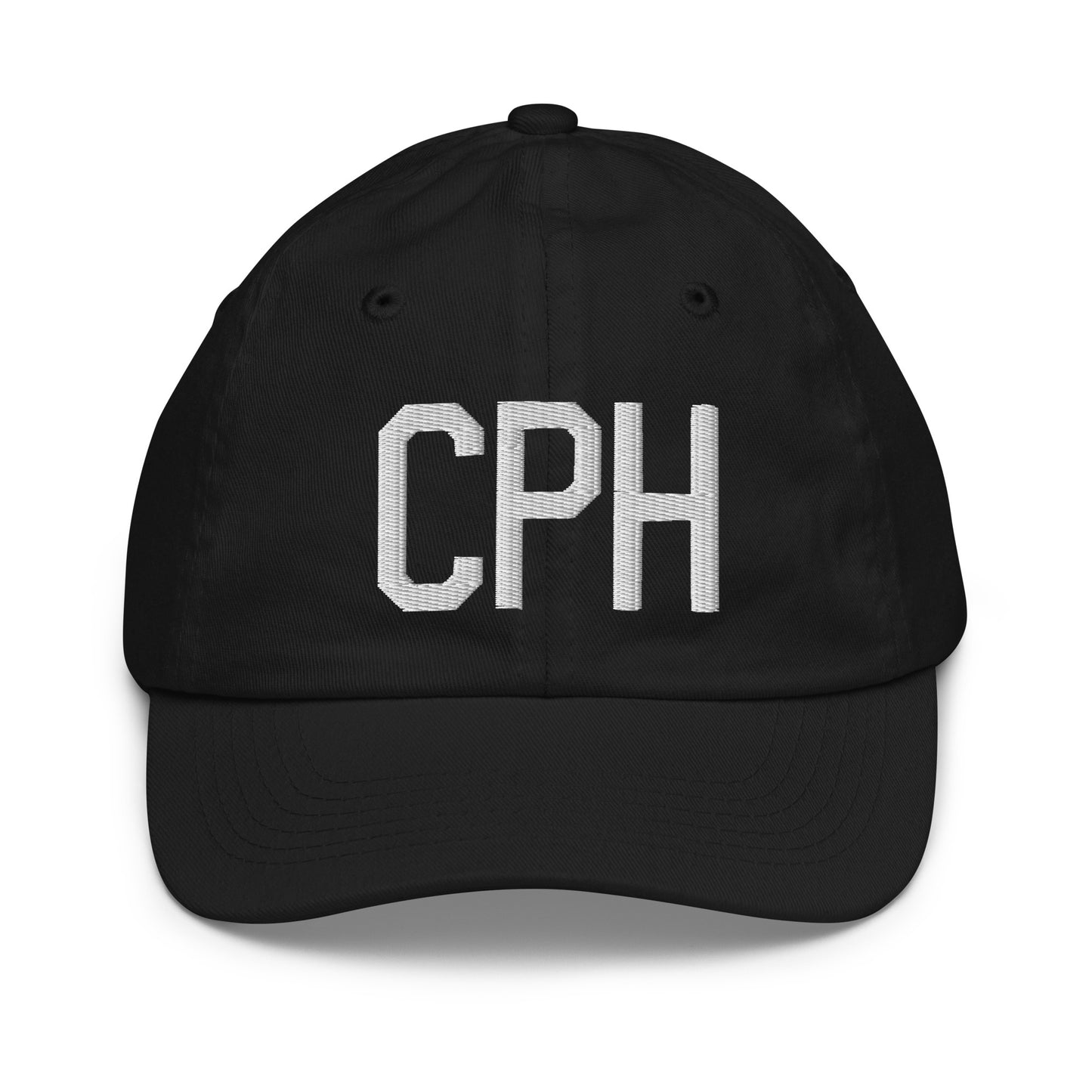 Airport Code Kid's Baseball Cap - White • CPH Copenhagen • YHM Designs - Image 11