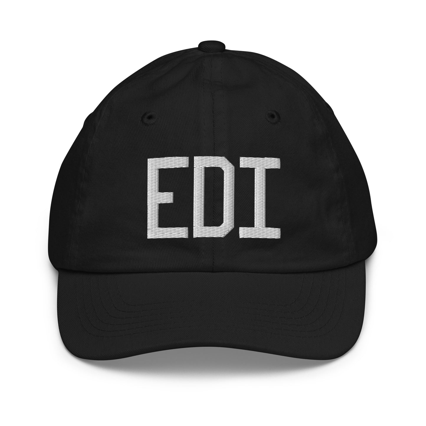 Airport Code Kid's Baseball Cap - White • EDI Edinburgh • YHM Designs - Image 11