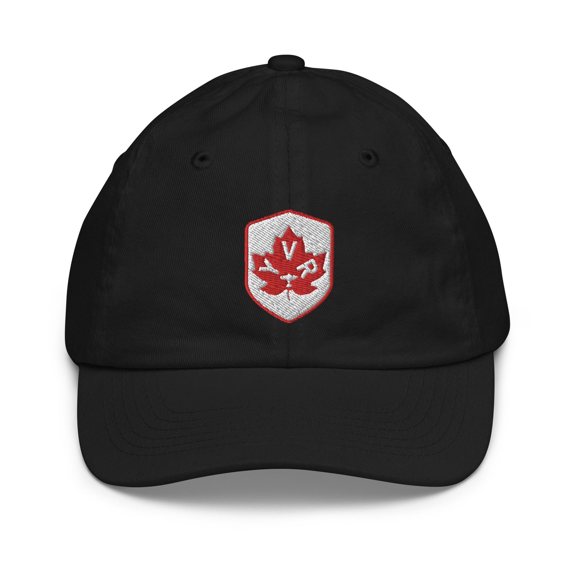 YVR Vancouver Kid's Baseball Cap • Maple Leaf Shield Design - Red & White • YHM Designs - Image 12