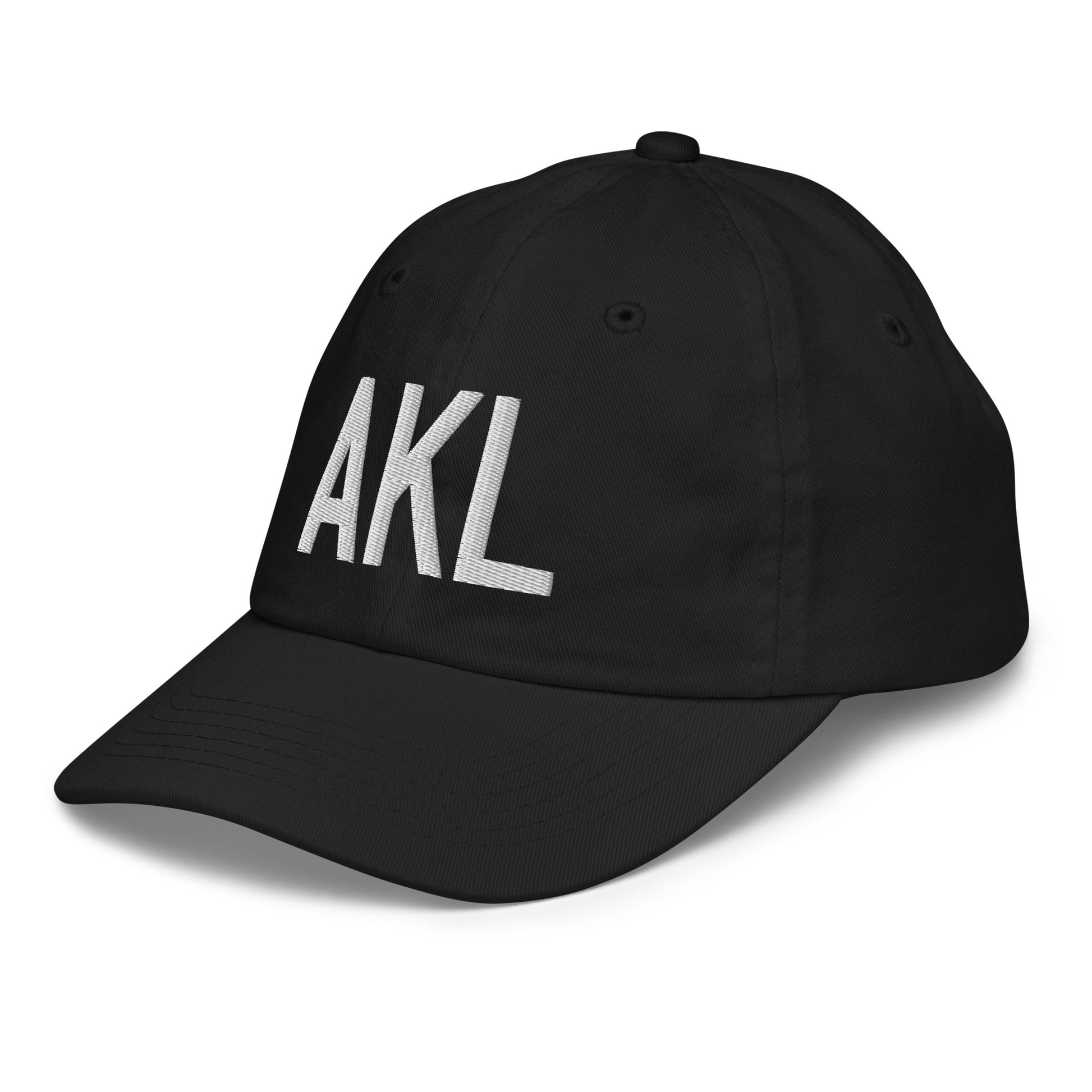 Airport Code Kid's Baseball Cap - White • AKL Auckland • YHM Designs - Image 13