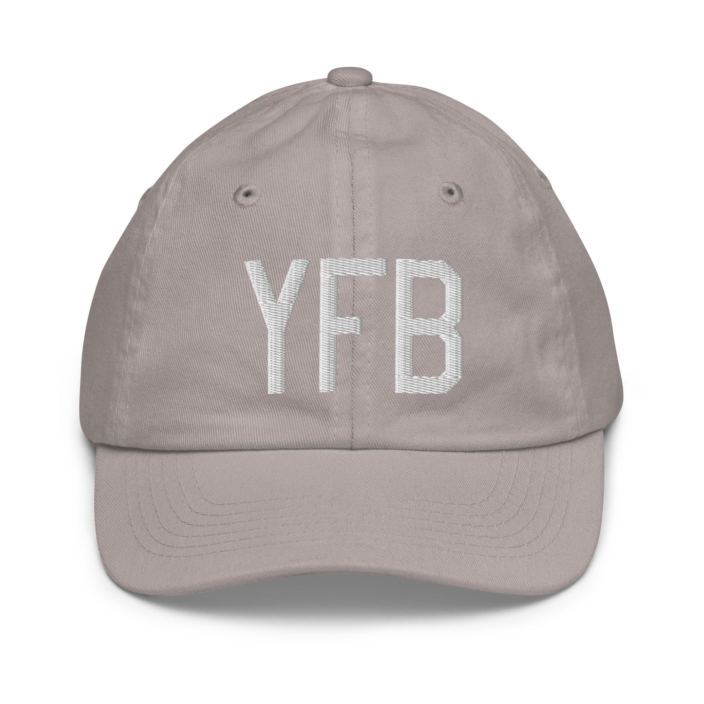 Airport Code Kid's Baseball Cap - White • YFB Iqaluit • YHM Designs - Image 25