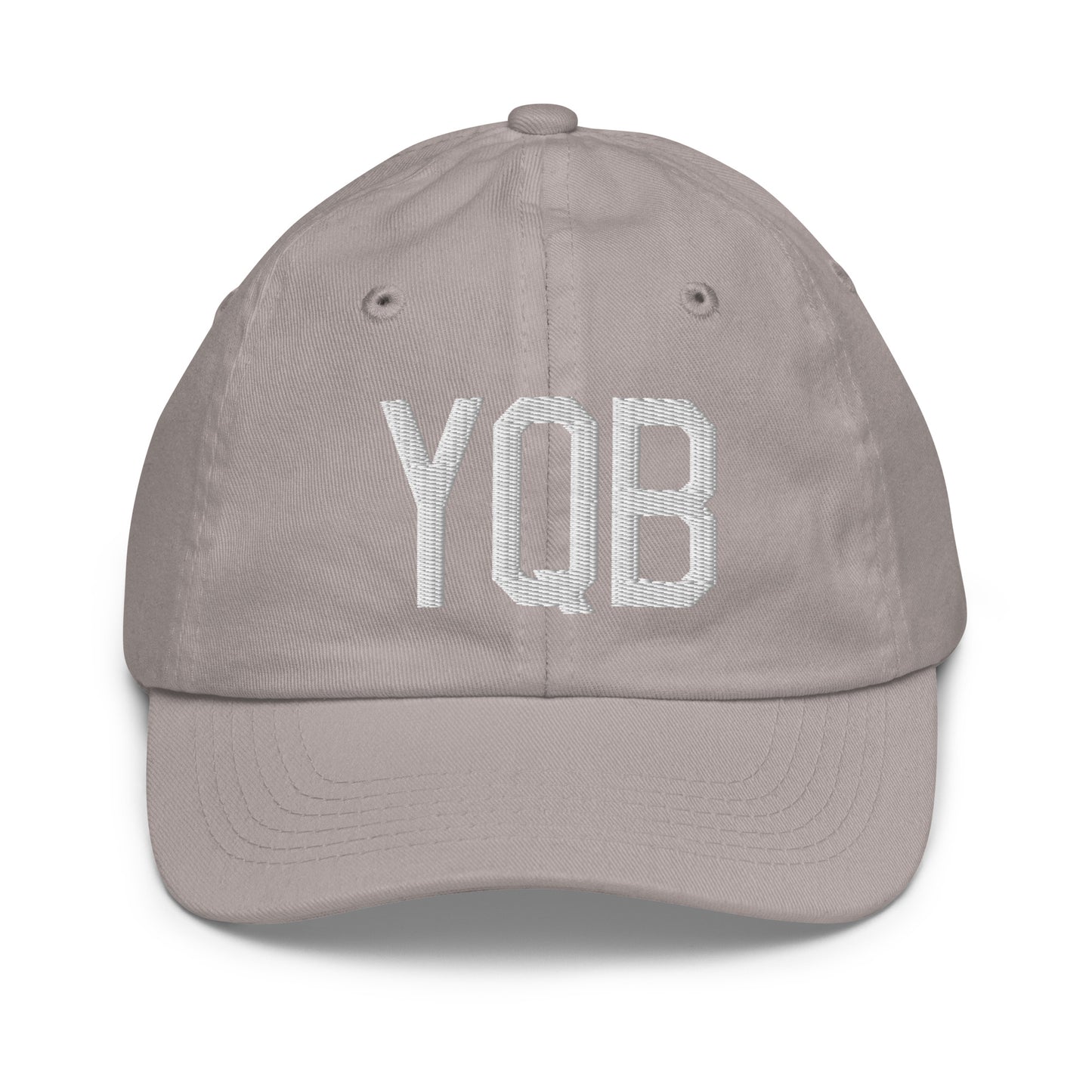 Airport Code Kid's Baseball Cap - White • YQB Quebec City • YHM Designs - Image 25