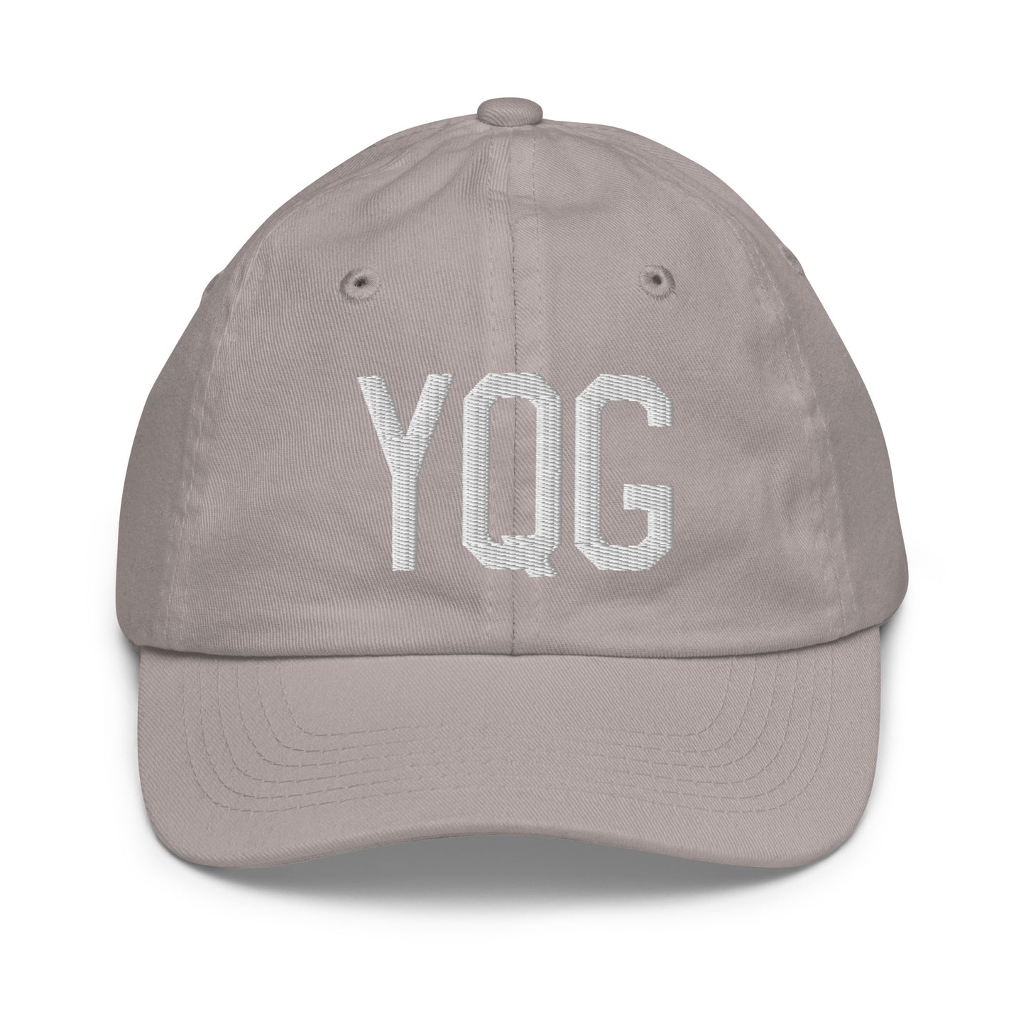 Airport Code Kid's Baseball Cap - White • YQG Windsor • YHM Designs - Image 25