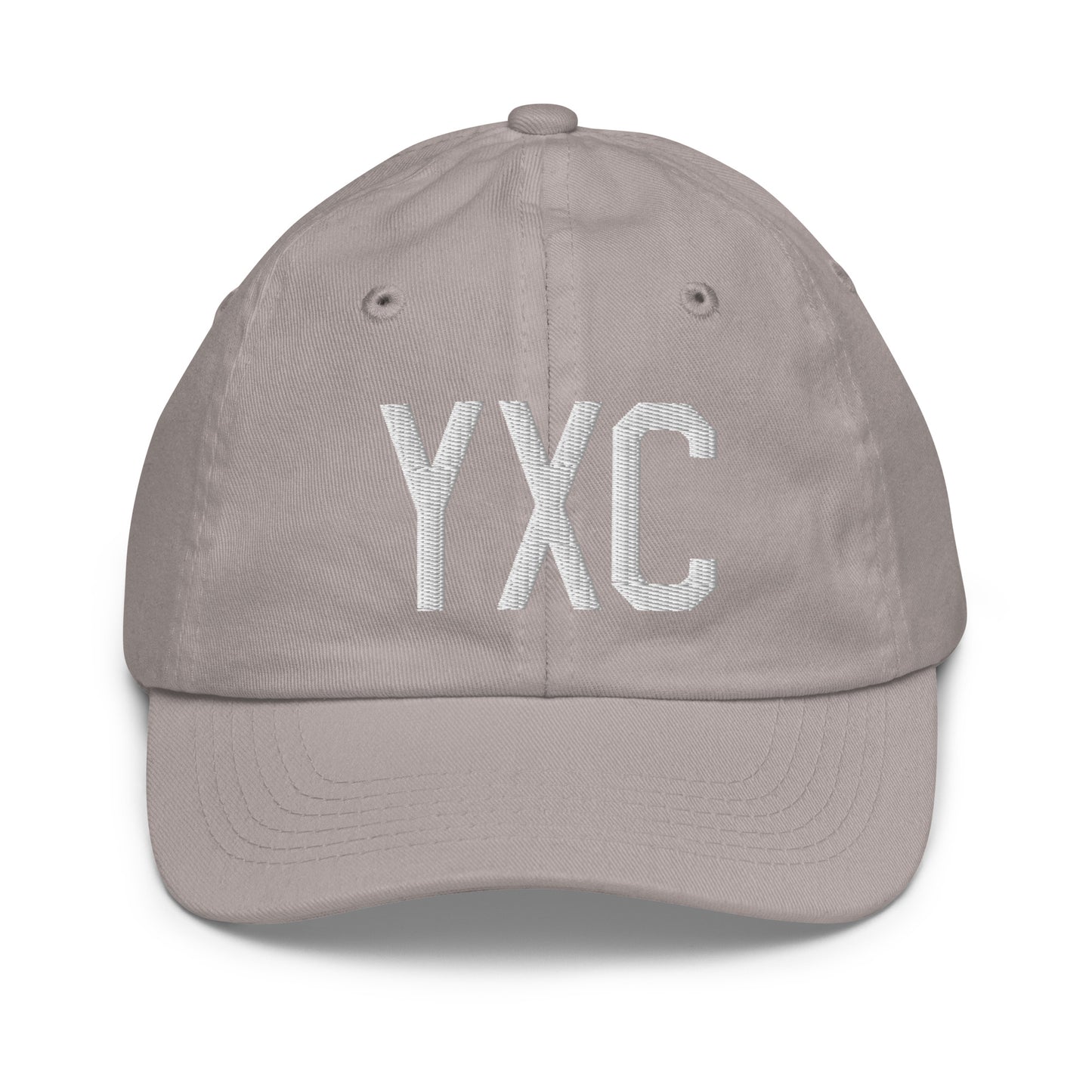 Airport Code Kid's Baseball Cap - White • YXC Cranbrook • YHM Designs - Image 25