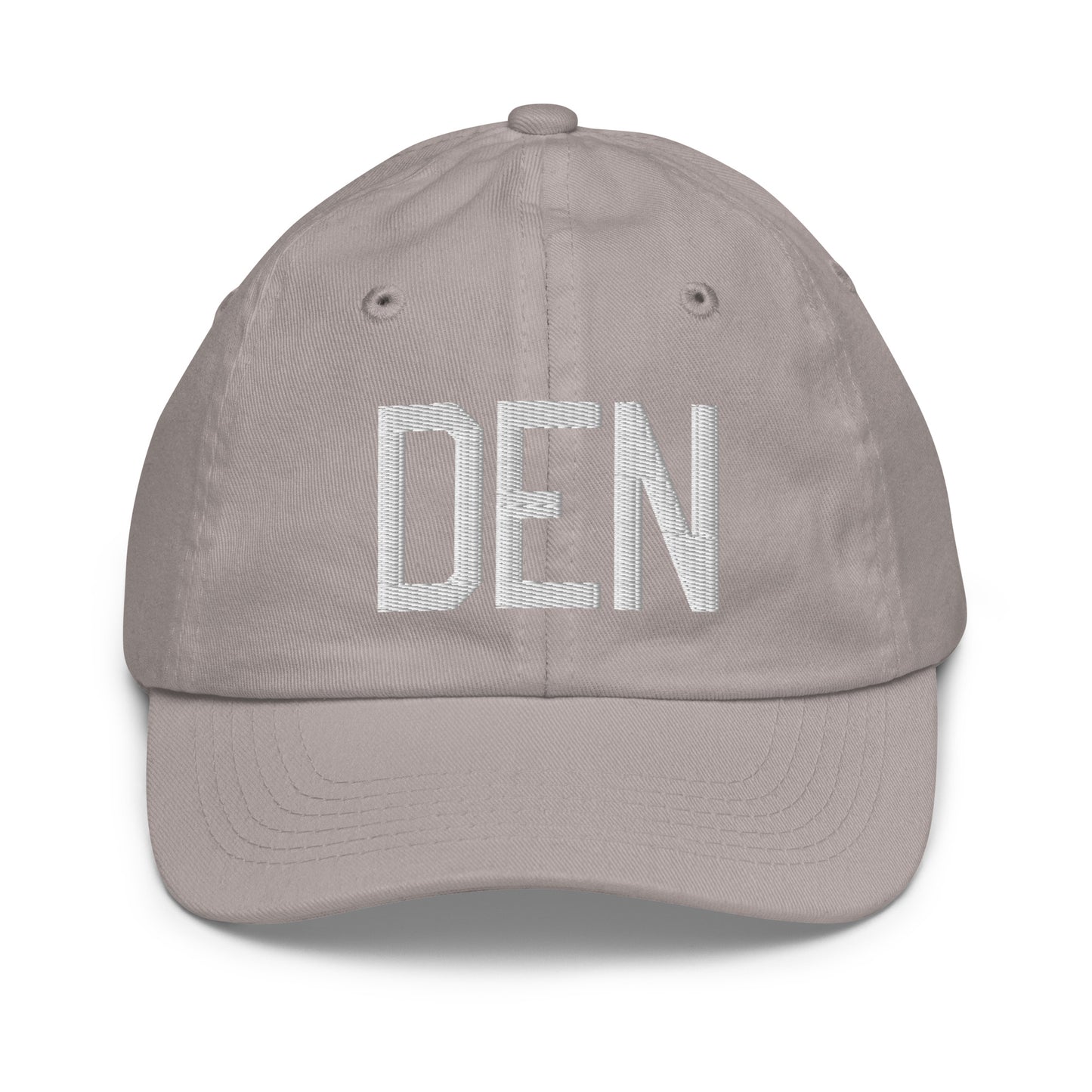 Airport Code Kid's Baseball Cap - White • DEN Denver • YHM Designs - Image 25