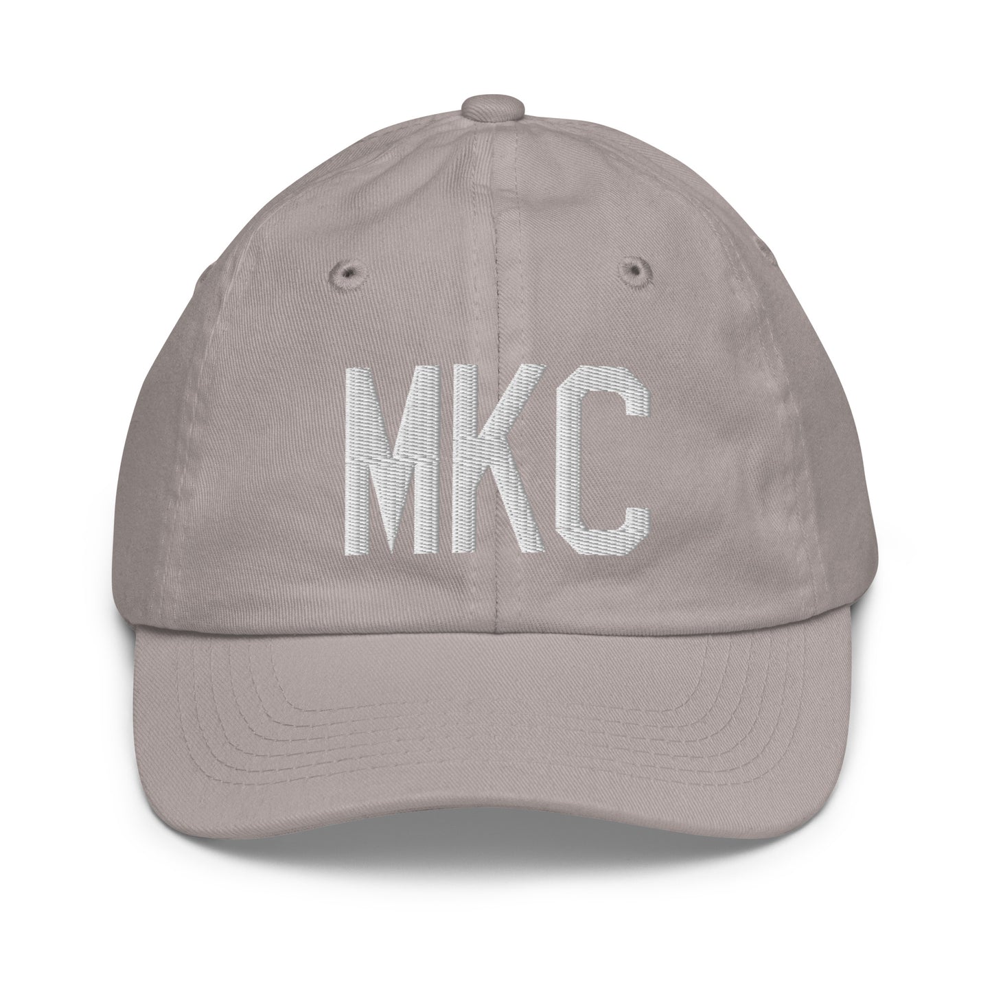 Airport Code Kid's Baseball Cap - White • MKC Kansas City • YHM Designs - Image 25