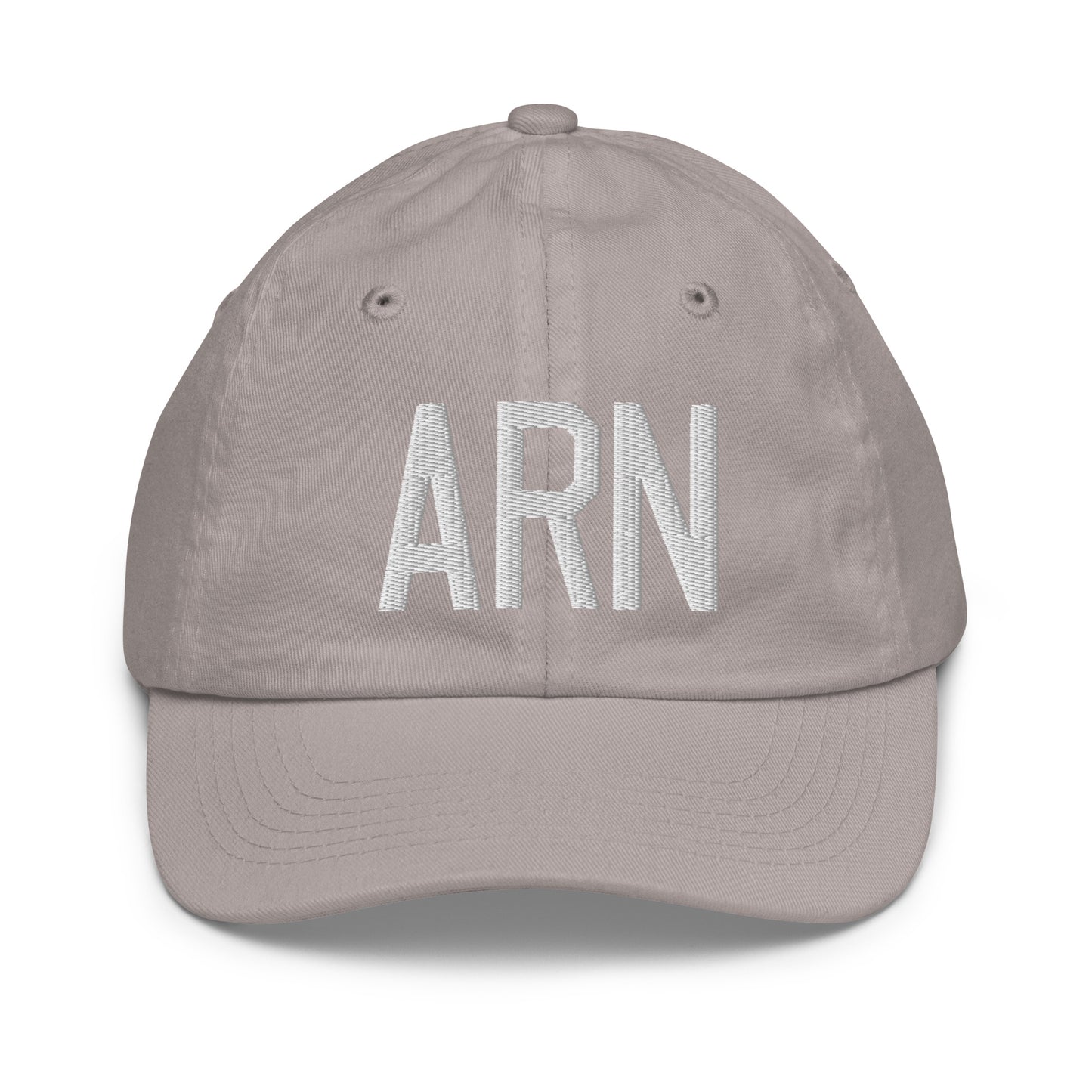 Airport Code Kid's Baseball Cap - White • ARN Stockholm • YHM Designs - Image 25