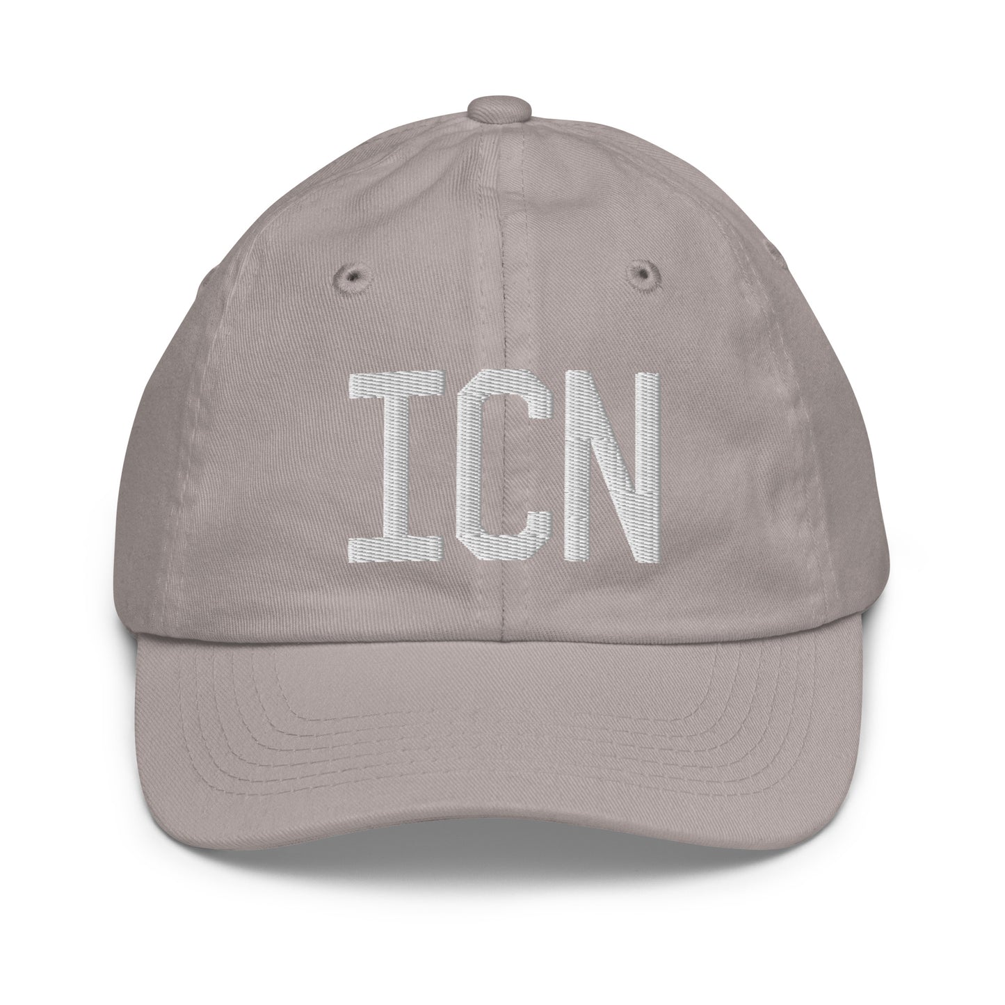 Airport Code Kid's Baseball Cap - White • ICN Seoul • YHM Designs - Image 25