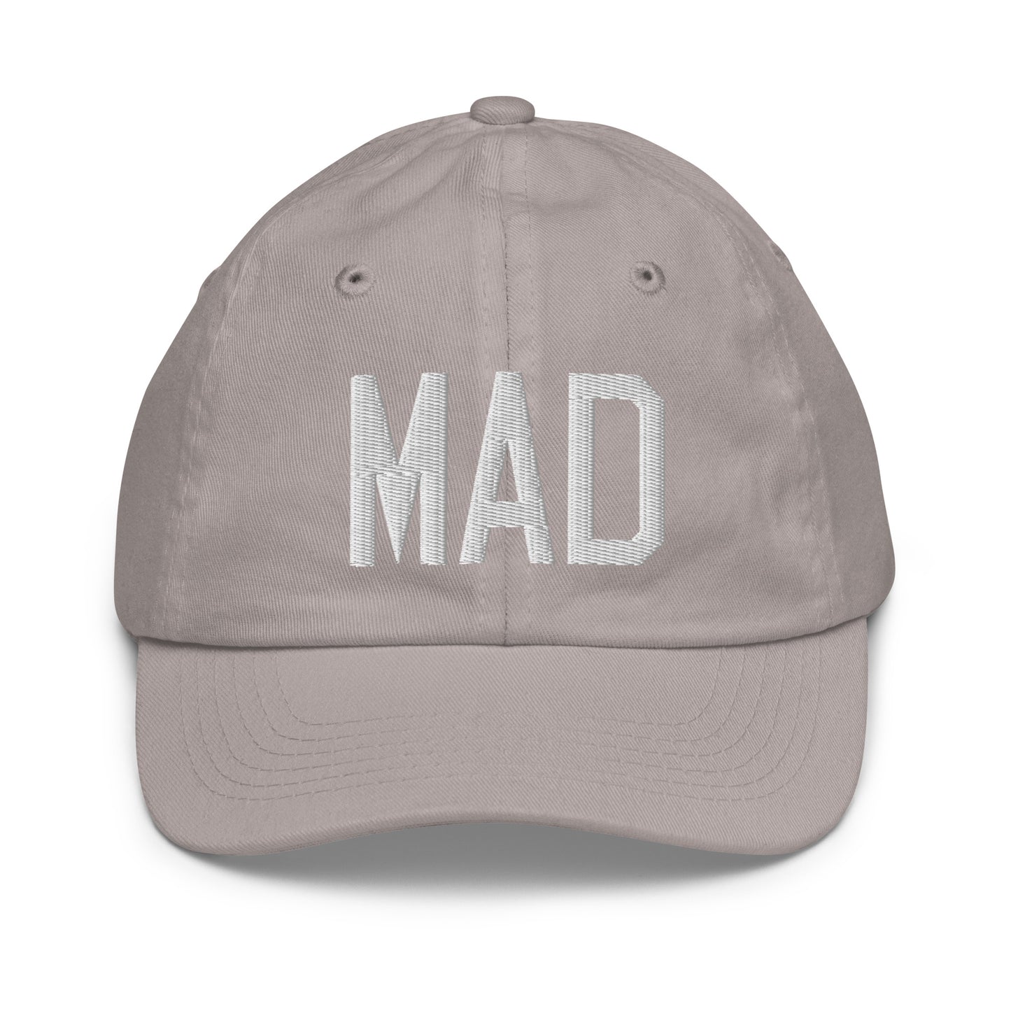 Airport Code Kid's Baseball Cap - White • MAD Madrid • YHM Designs - Image 25
