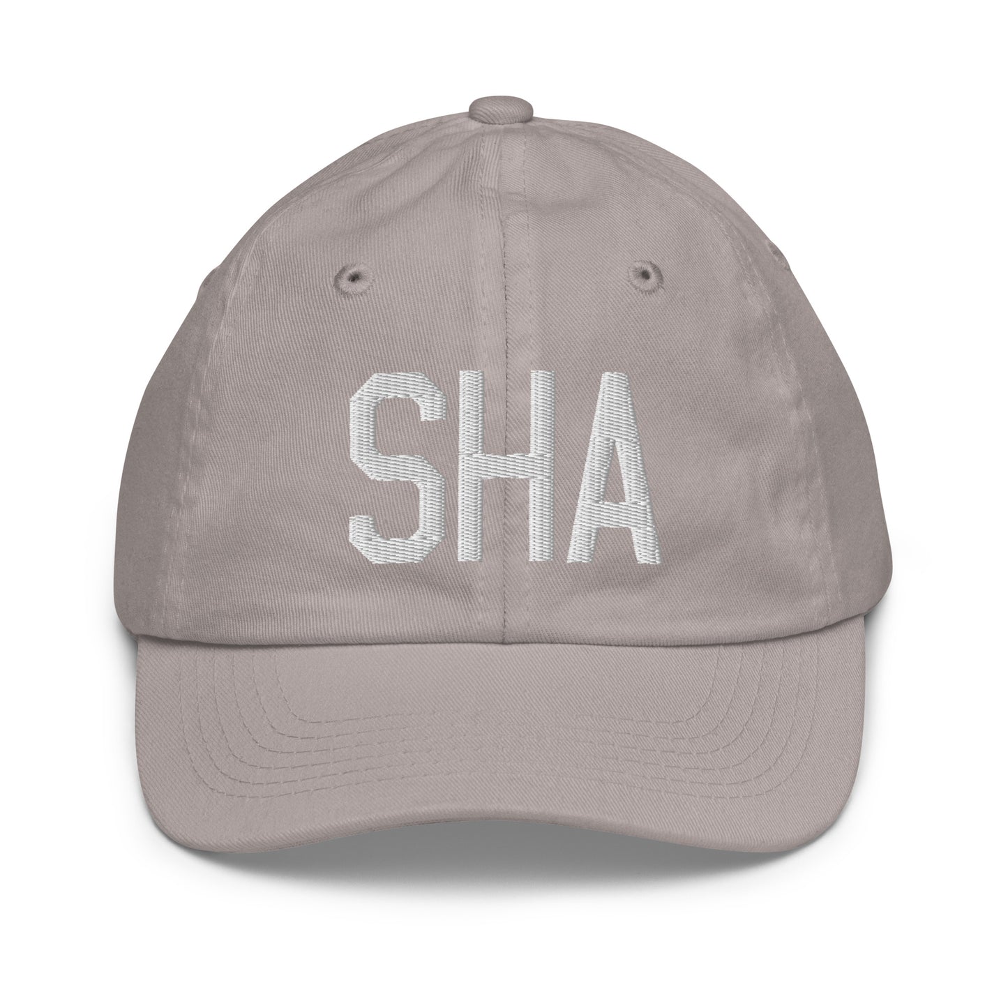 Airport Code Kid's Baseball Cap - White • SHA Shanghai • YHM Designs - Image 25