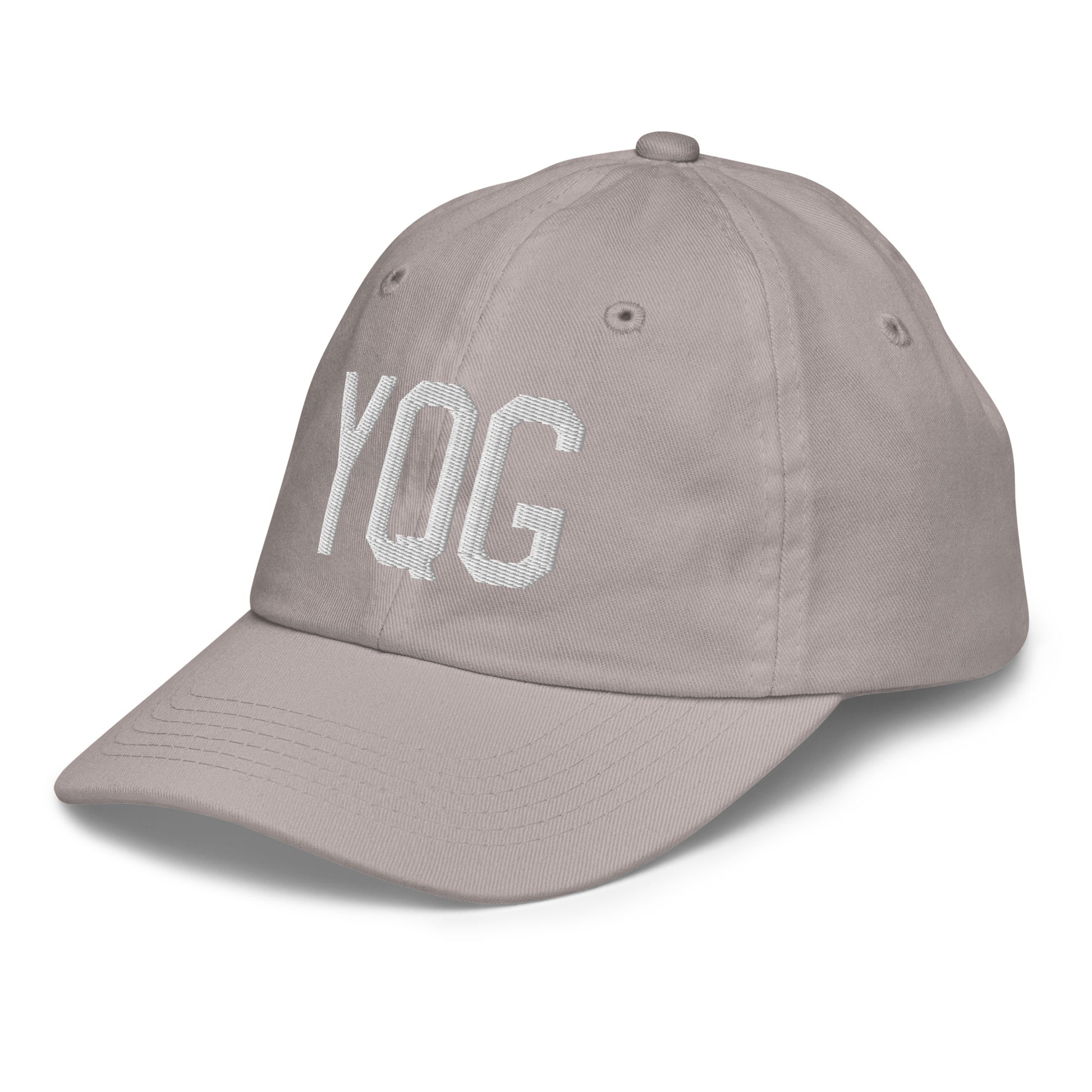 Airport Code Kid's Baseball Cap - White • YQG Windsor • YHM Designs - Image 27