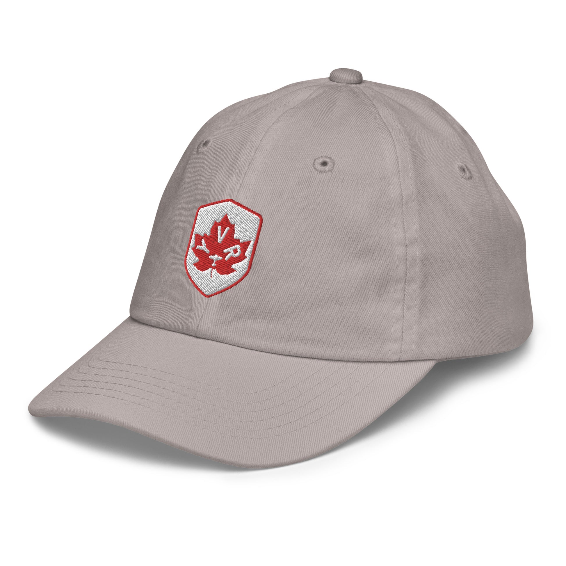 YVR Vancouver Kid's Baseball Cap • Maple Leaf Shield Design - Red & White • YHM Designs - Image 23