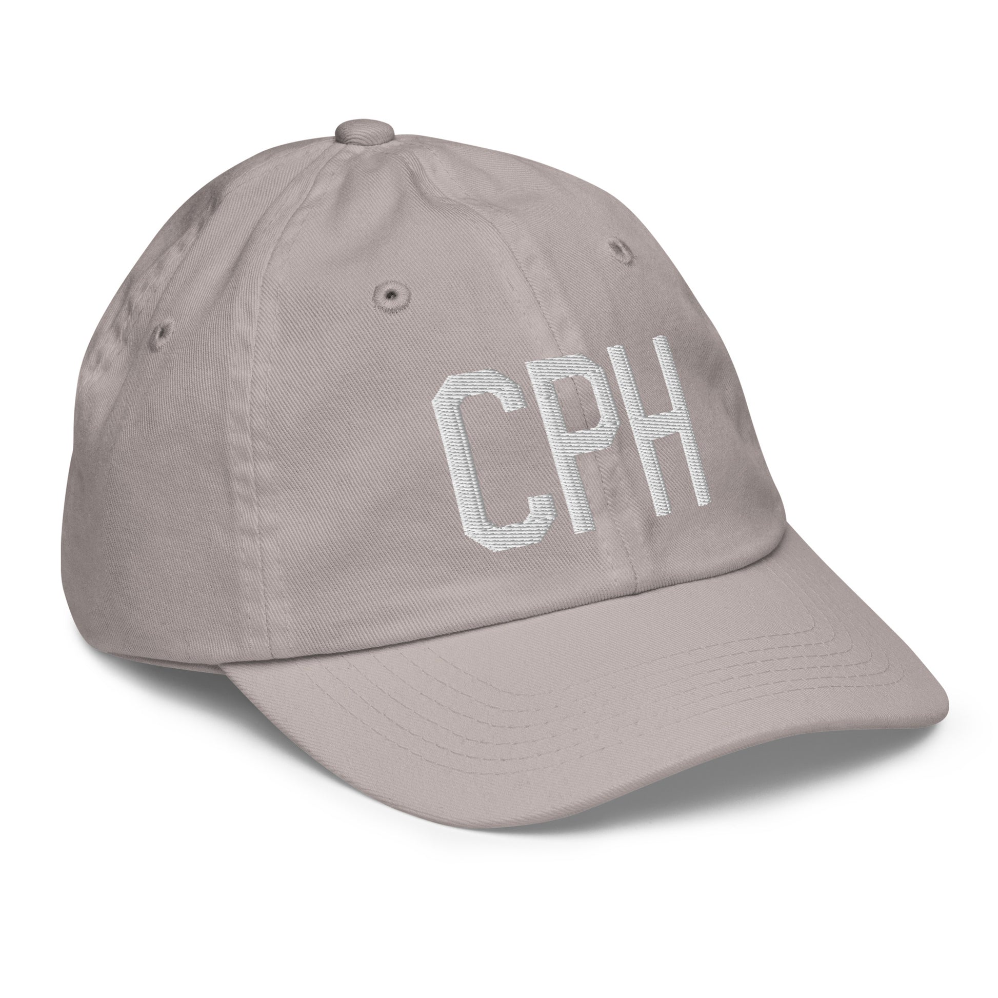 Airport Code Kid's Baseball Cap - White • CPH Copenhagen • YHM Designs - Image 26