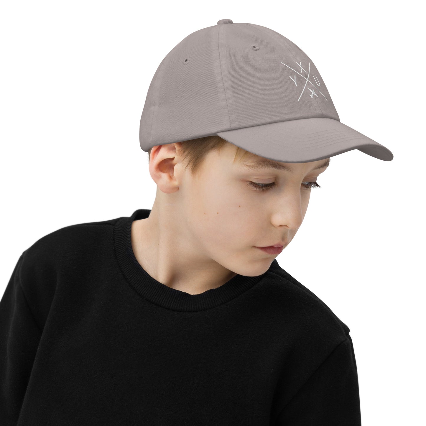 Crossed-X Kid's Baseball Cap - White • YXU London • YHM Designs - Image 07