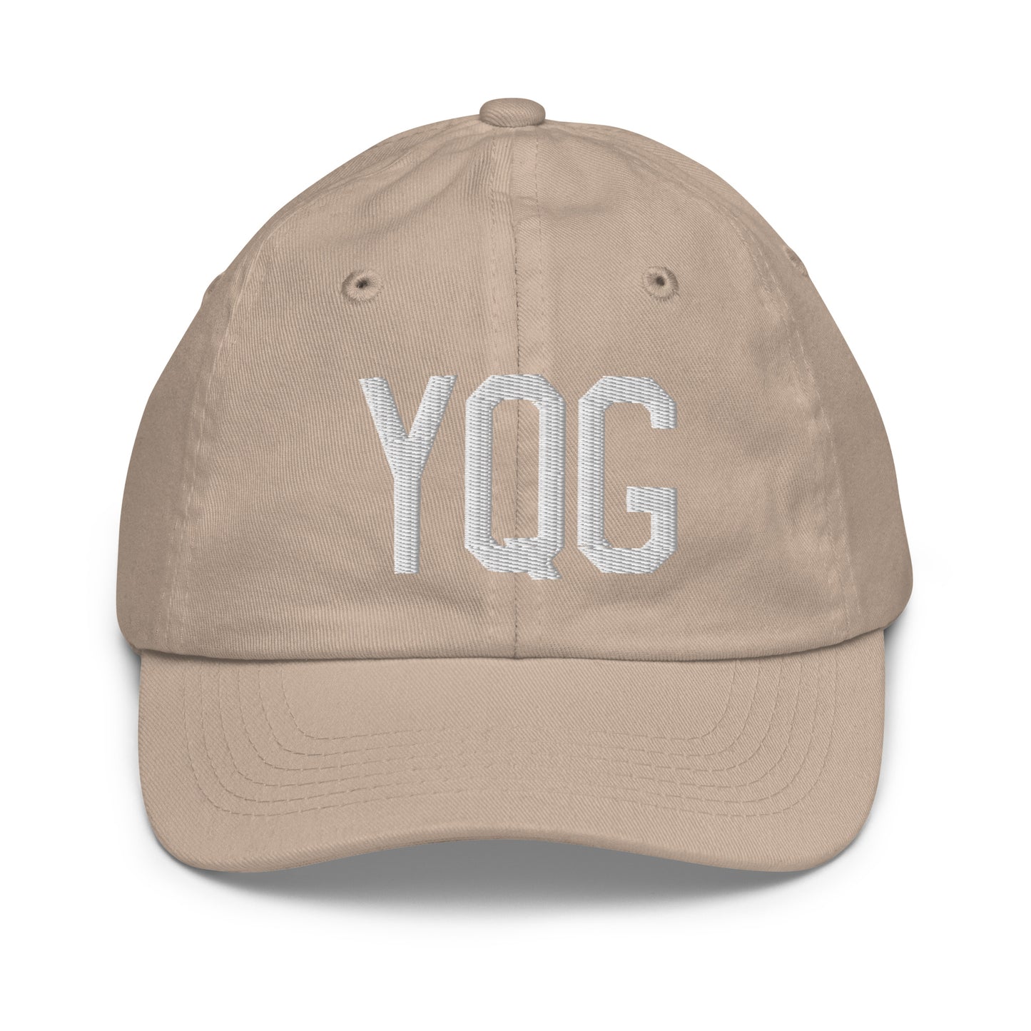 Airport Code Kid's Baseball Cap - White • YQG Windsor • YHM Designs - Image 28