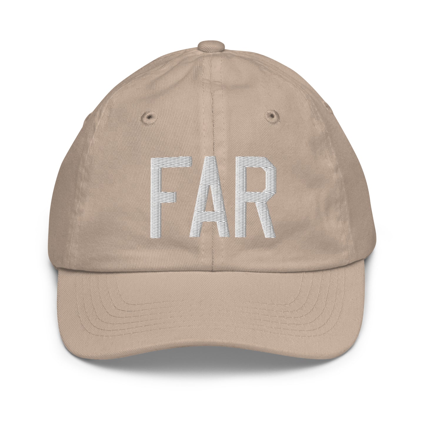 Airport Code Kid's Baseball Cap - White • FAR Fargo • YHM Designs - Image 28