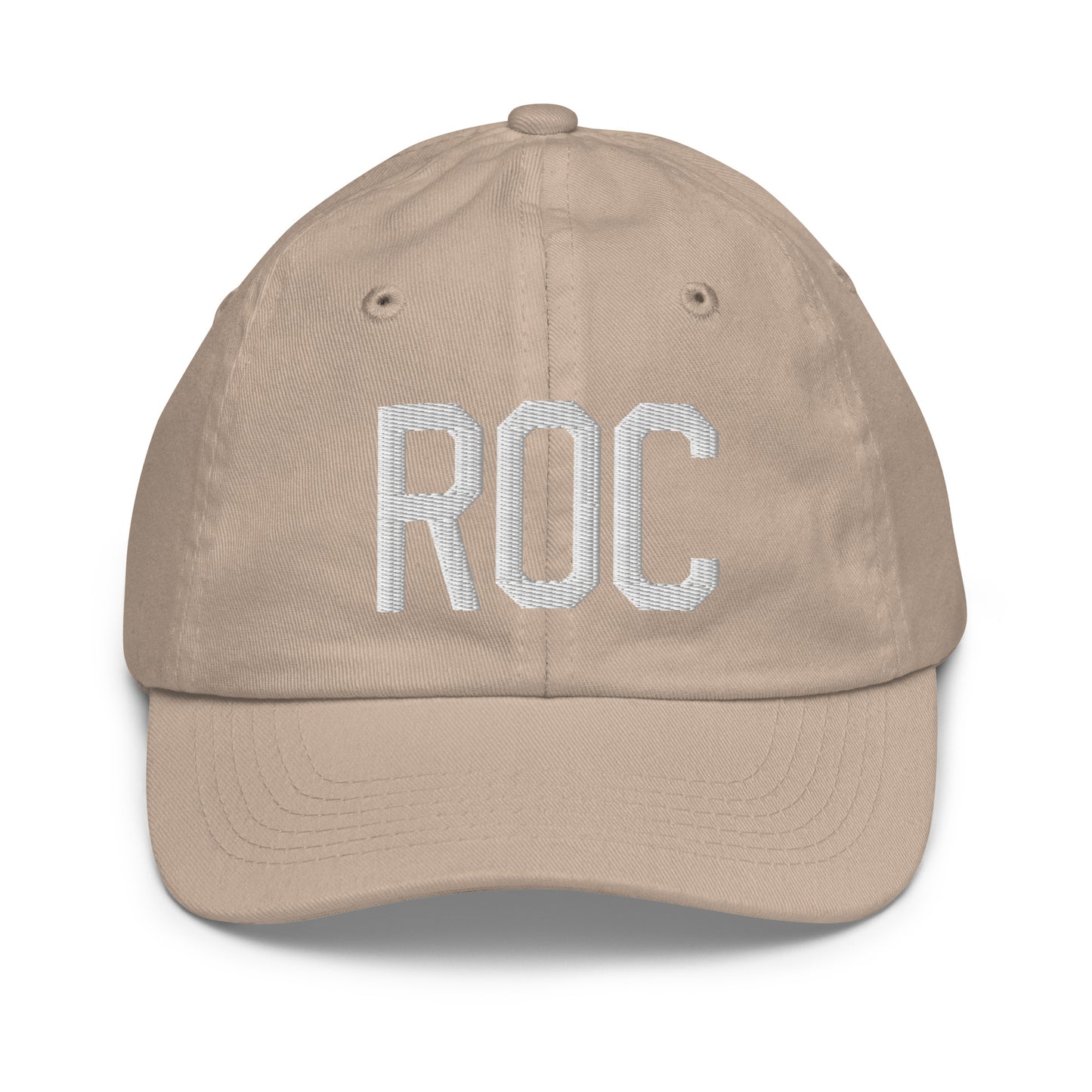 Airport Code Kid's Baseball Cap - White • ROC Rochester • YHM Designs - Image 28