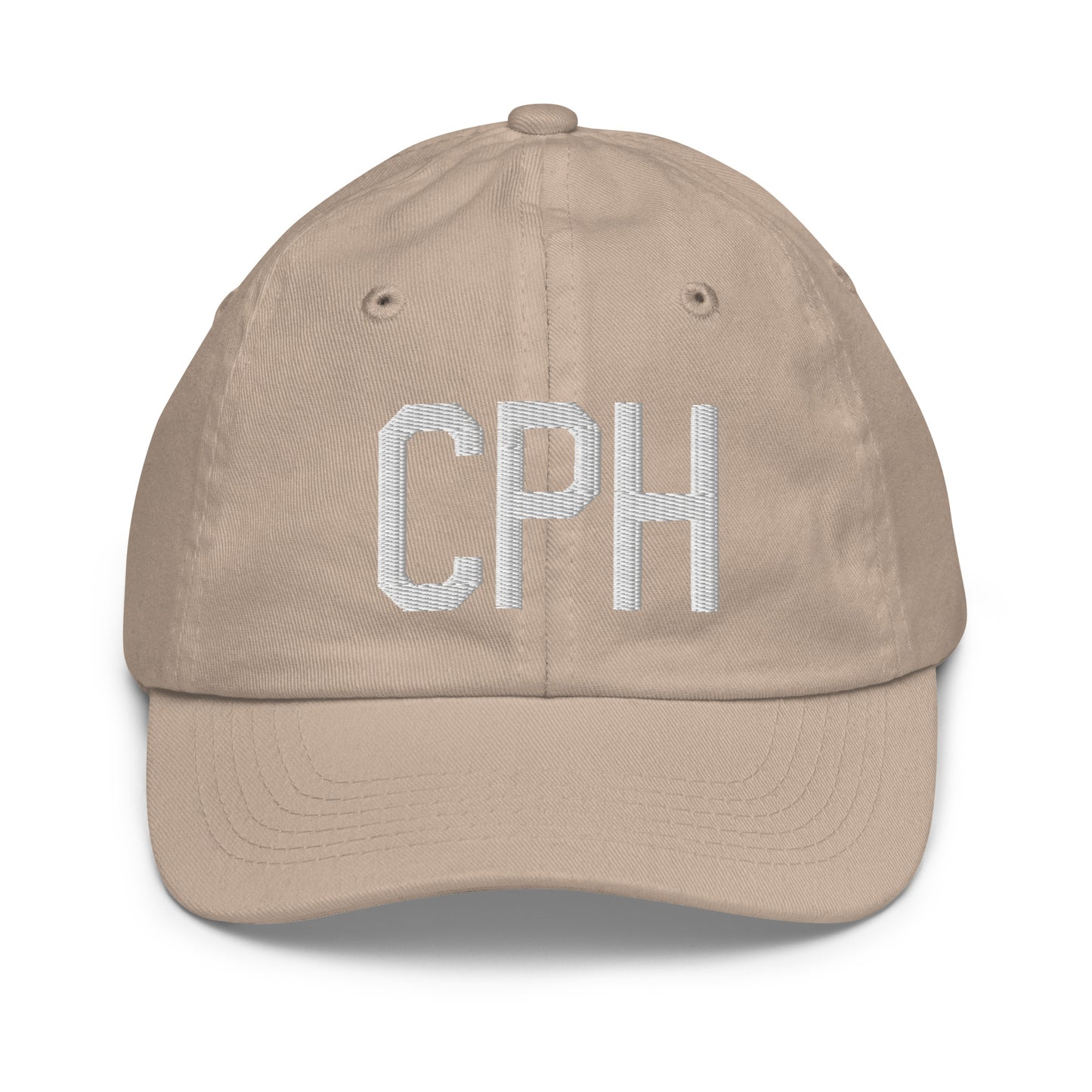 Airport Code Kid's Baseball Cap - White • CPH Copenhagen • YHM Designs - Image 28