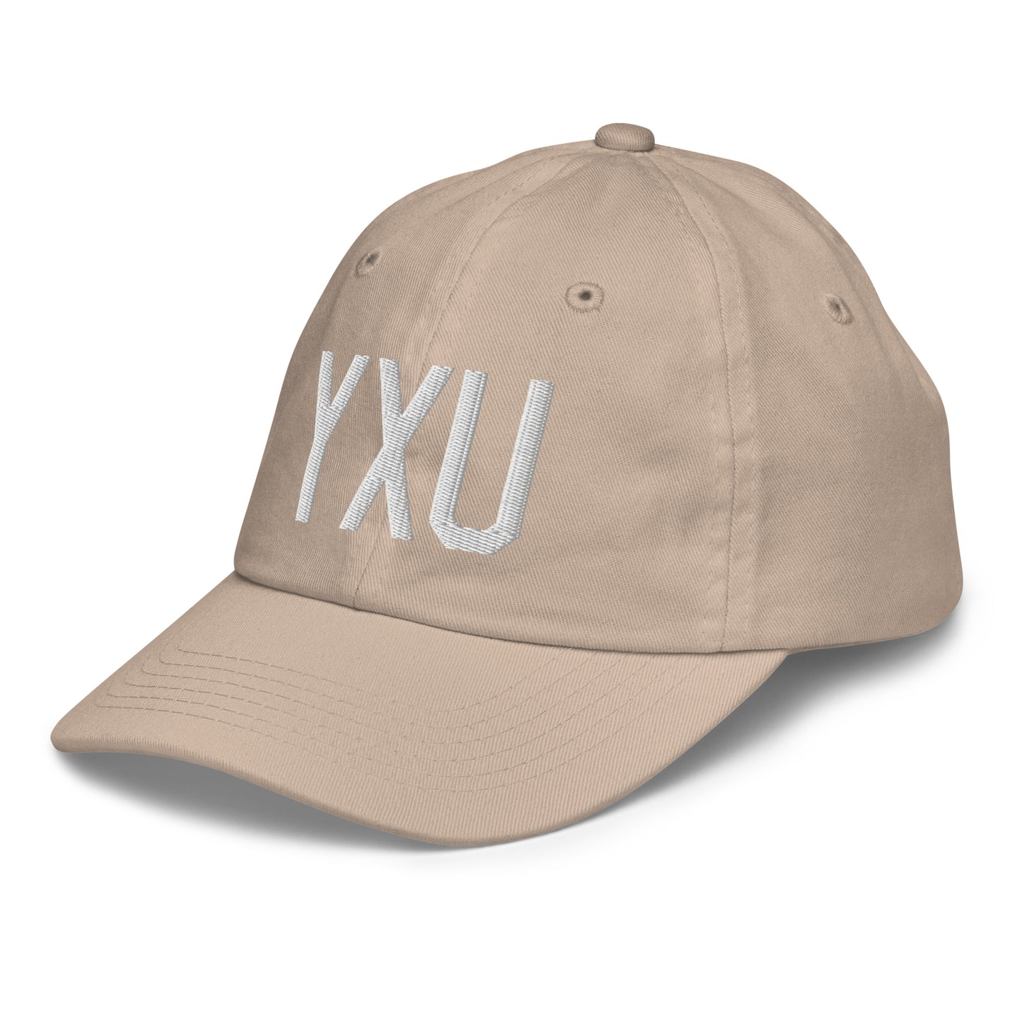 Airport Code Kid's Baseball Cap - White • YXU London • YHM Designs - Image 30