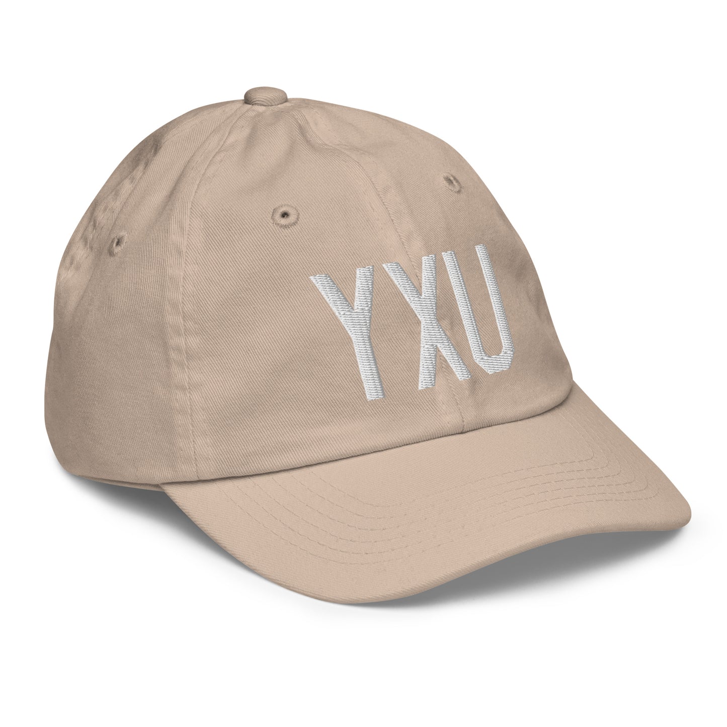 Airport Code Kid's Baseball Cap - White • YXU London • YHM Designs - Image 29