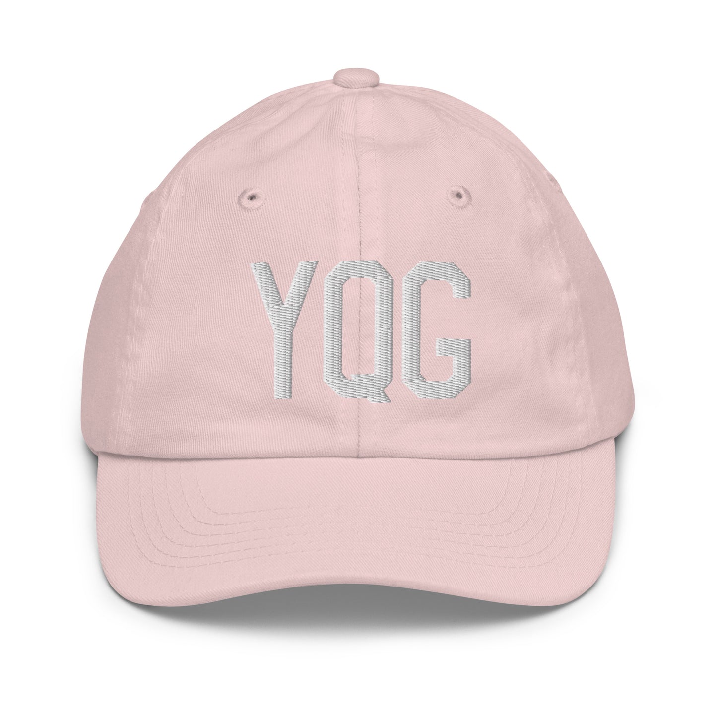 Airport Code Kid's Baseball Cap - White • YQG Windsor • YHM Designs - Image 31