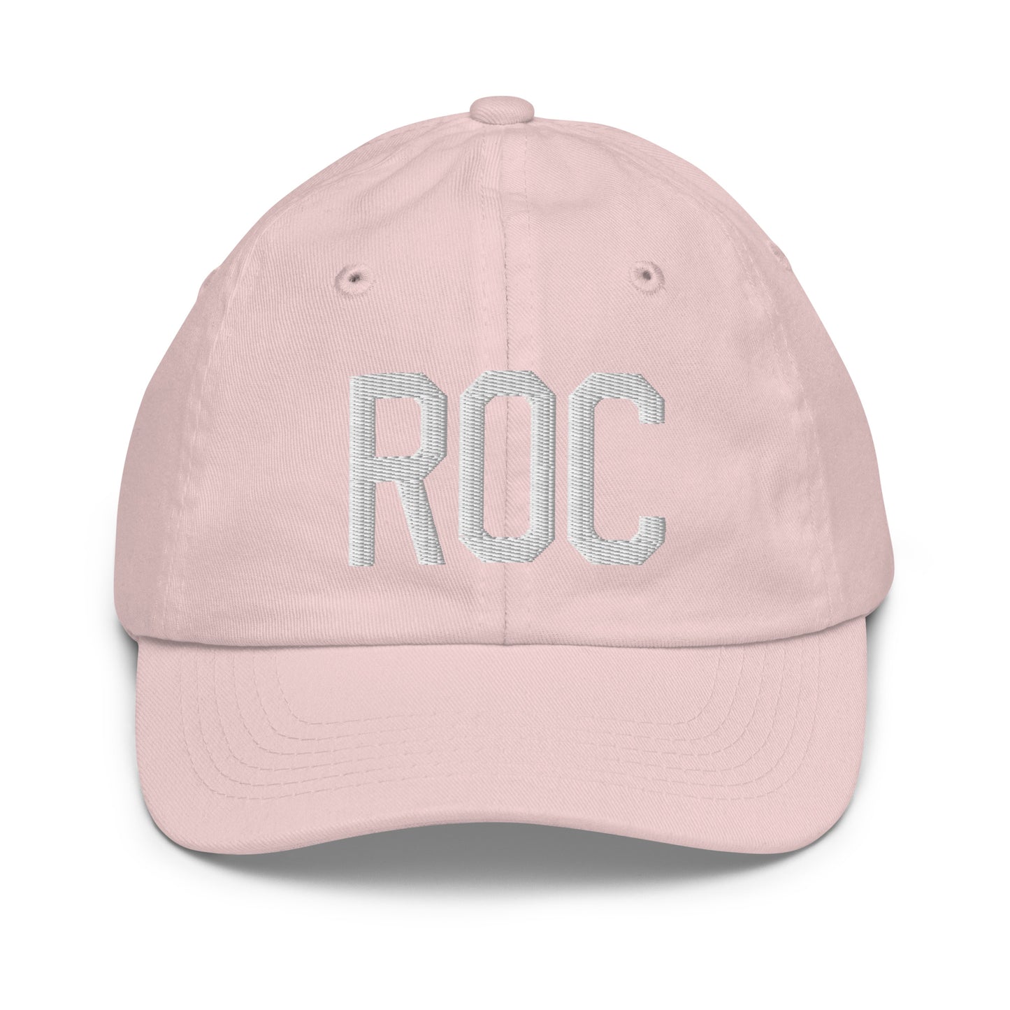 Airport Code Kid's Baseball Cap - White • ROC Rochester • YHM Designs - Image 31
