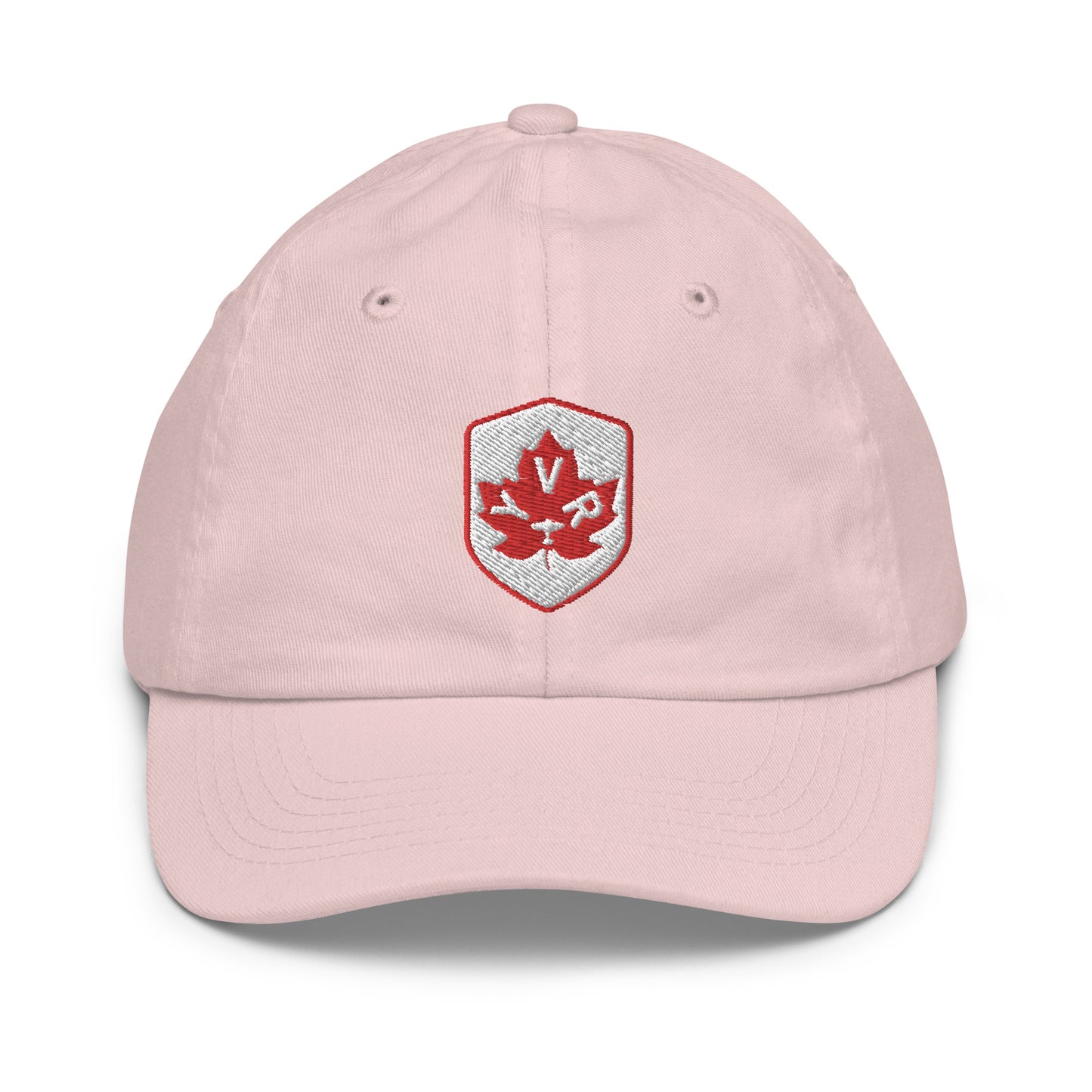 YVR Vancouver Kid's Baseball Cap • Maple Leaf Shield Design - Red & White • YHM Designs - Image 24
