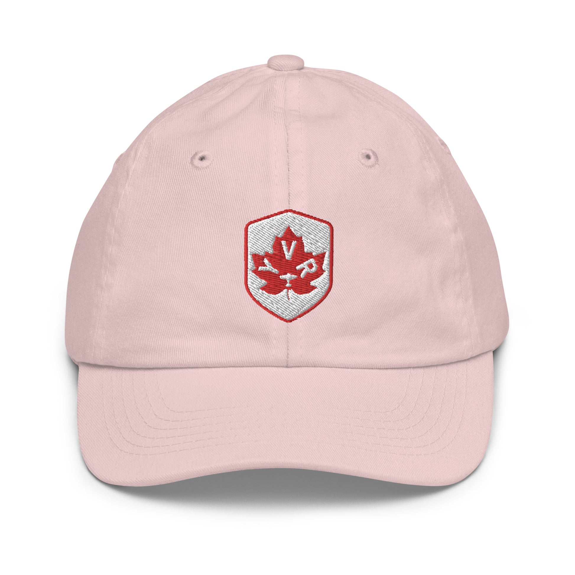 YVR Vancouver Kid's Baseball Cap • Maple Leaf Shield Design - Red & White • YHM Designs - Image 24