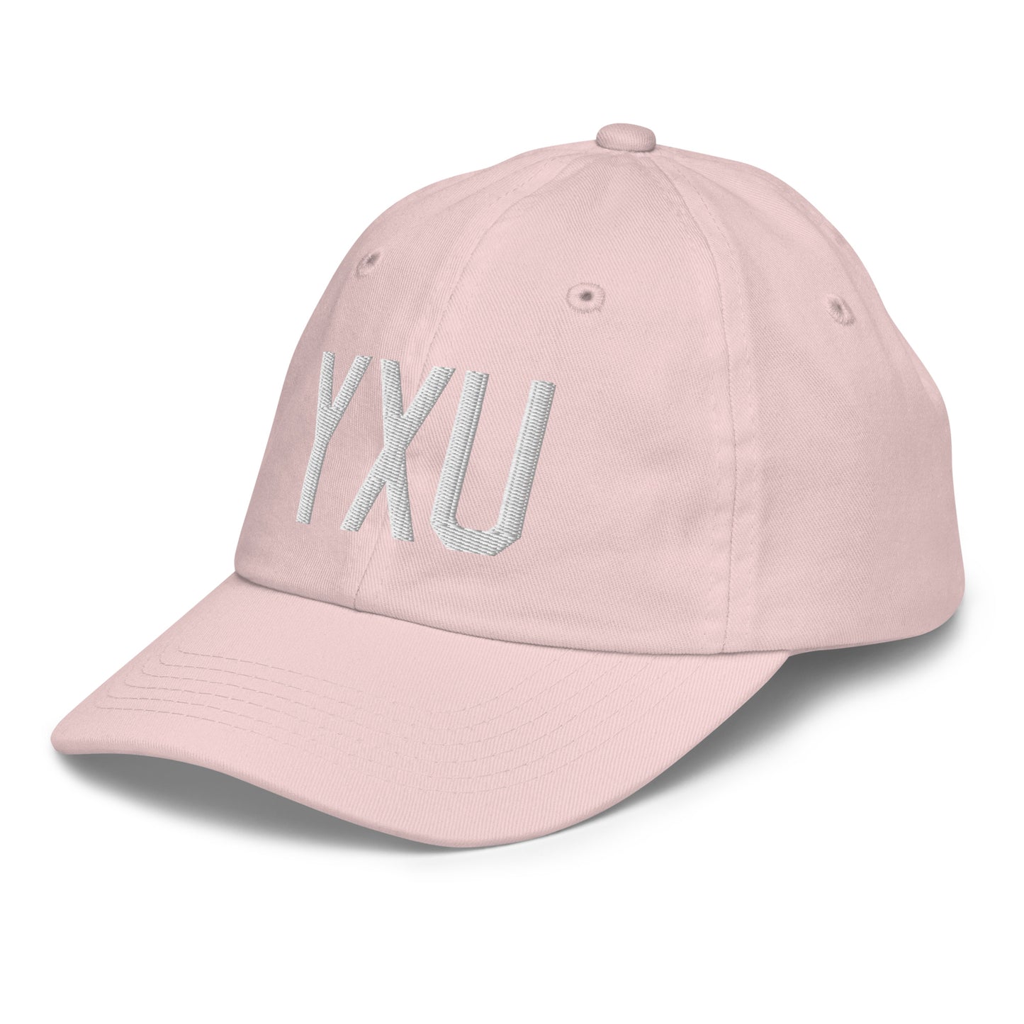 Airport Code Kid's Baseball Cap - White • YXU London • YHM Designs - Image 33