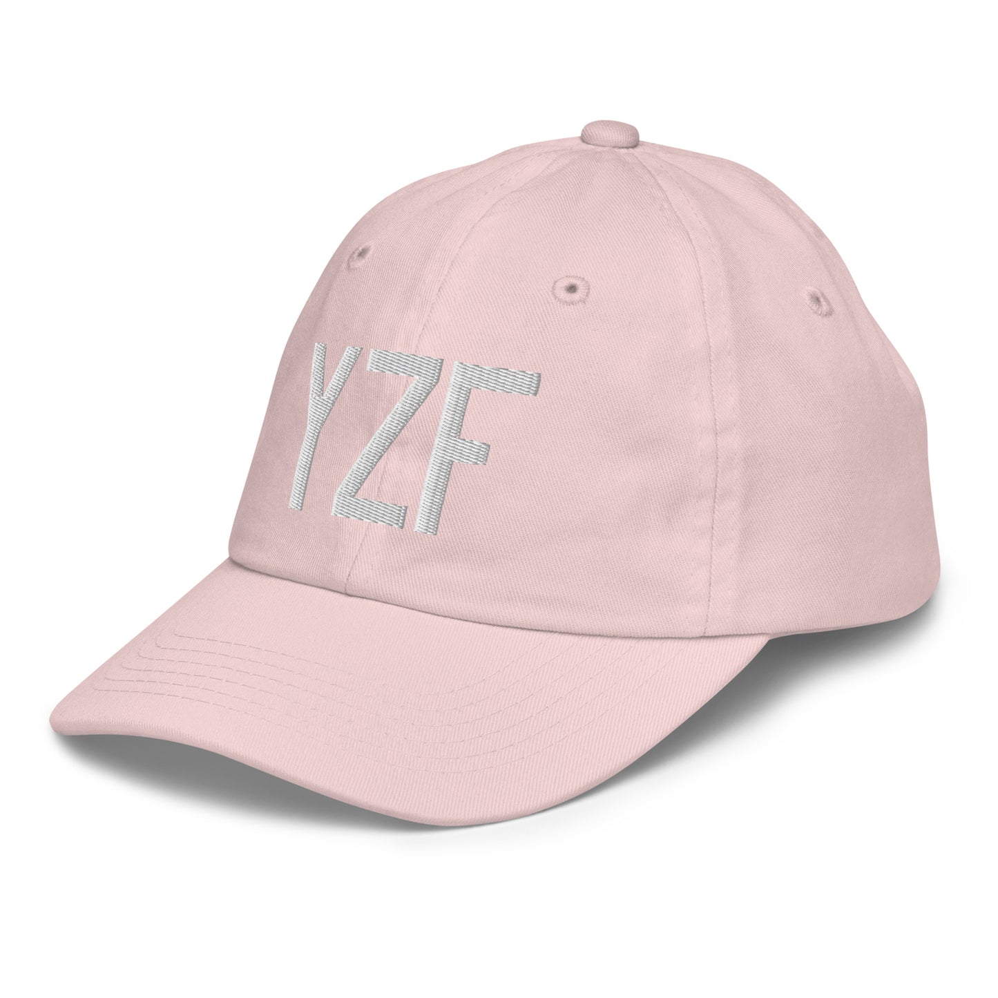 Airport Code Kid's Baseball Cap - White • YZF Yellowknife • YHM Designs - Image 33