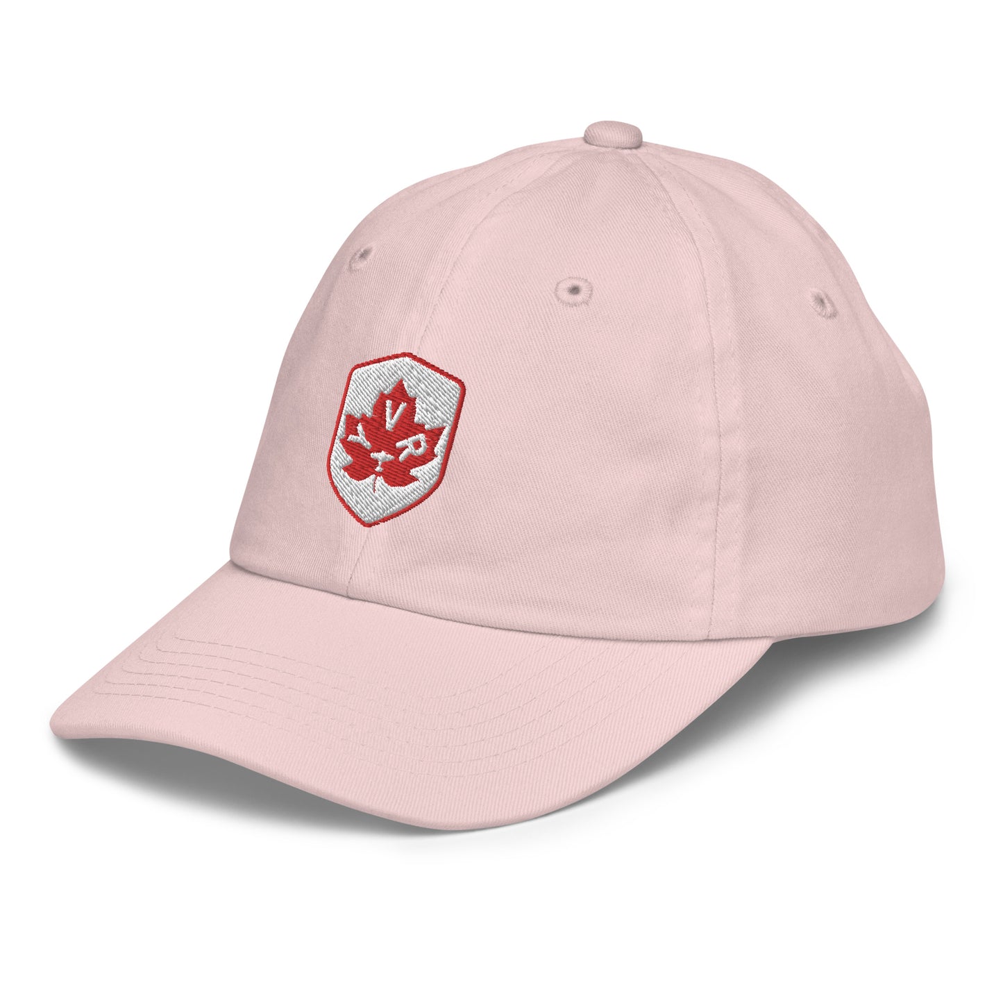 YVR Vancouver Kid's Baseball Cap • Maple Leaf Shield Design - Red & White • YHM Designs - Image 25