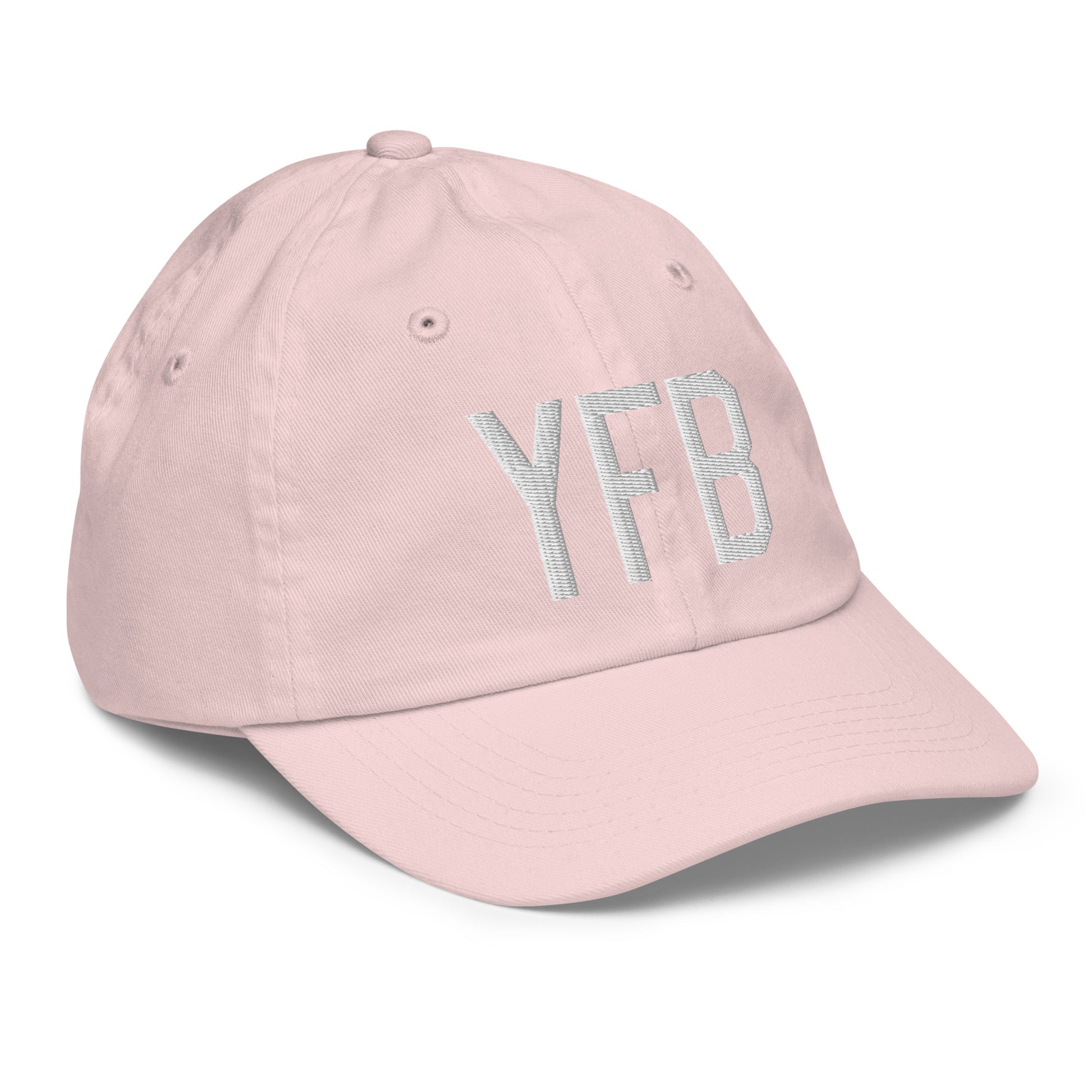 Airport Code Kid's Baseball Cap - White • YFB Iqaluit • YHM Designs - Image 32