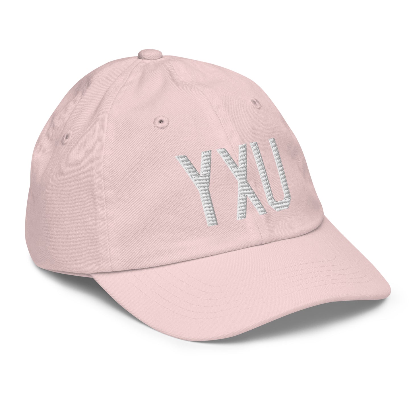 Airport Code Kid's Baseball Cap - White • YXU London • YHM Designs - Image 32