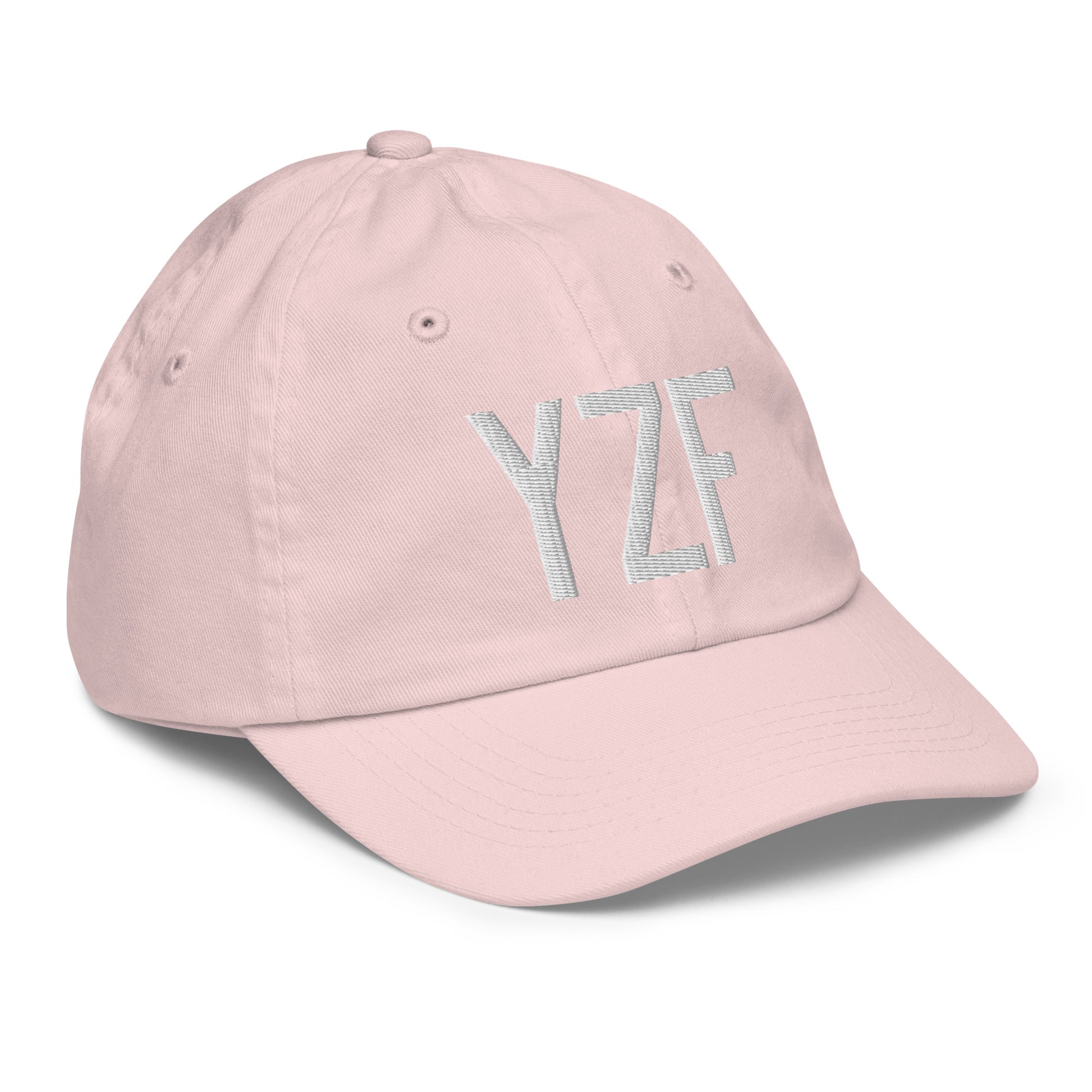 Airport Code Kid's Baseball Cap - White • YZF Yellowknife • YHM Designs - Image 32