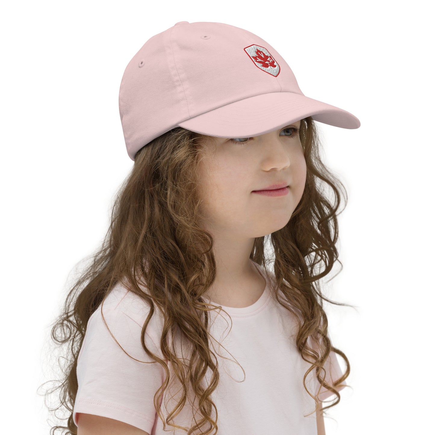 YVR Vancouver Kid's Baseball Cap • Maple Leaf Shield Design - Red & White • YHM Designs - Image 07