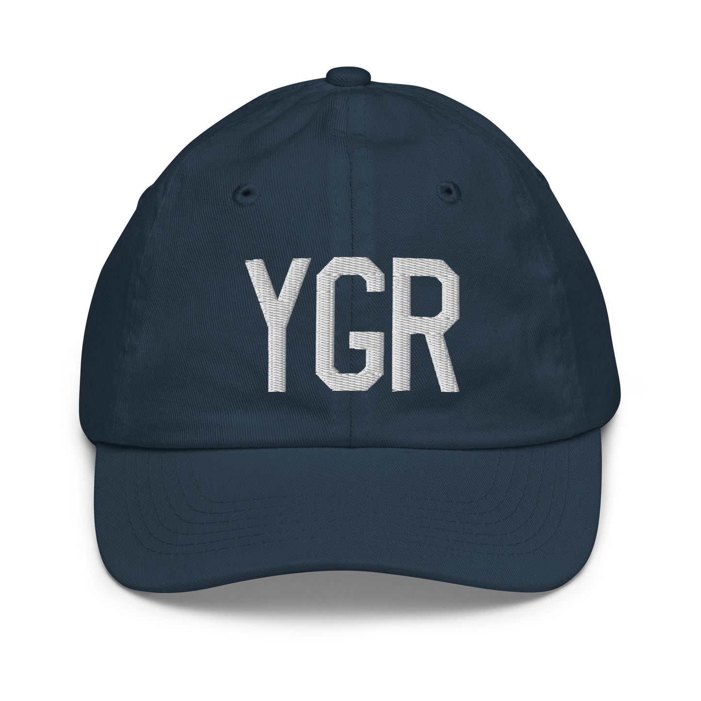 Airport Code Kid's Baseball Cap - White • YGR Îles-de-la-Madeleine • YHM Designs - Image 14