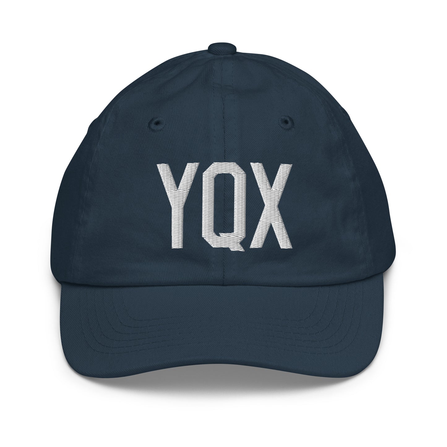 Airport Code Kid's Baseball Cap - White • YQX Gander • YHM Designs - Image 14