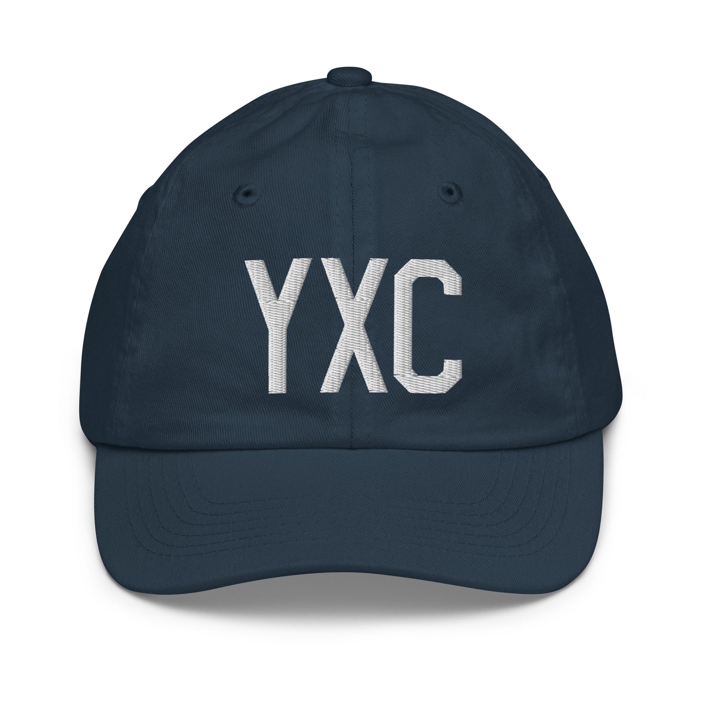 Airport Code Kid's Baseball Cap - White • YXC Cranbrook • YHM Designs - Image 14