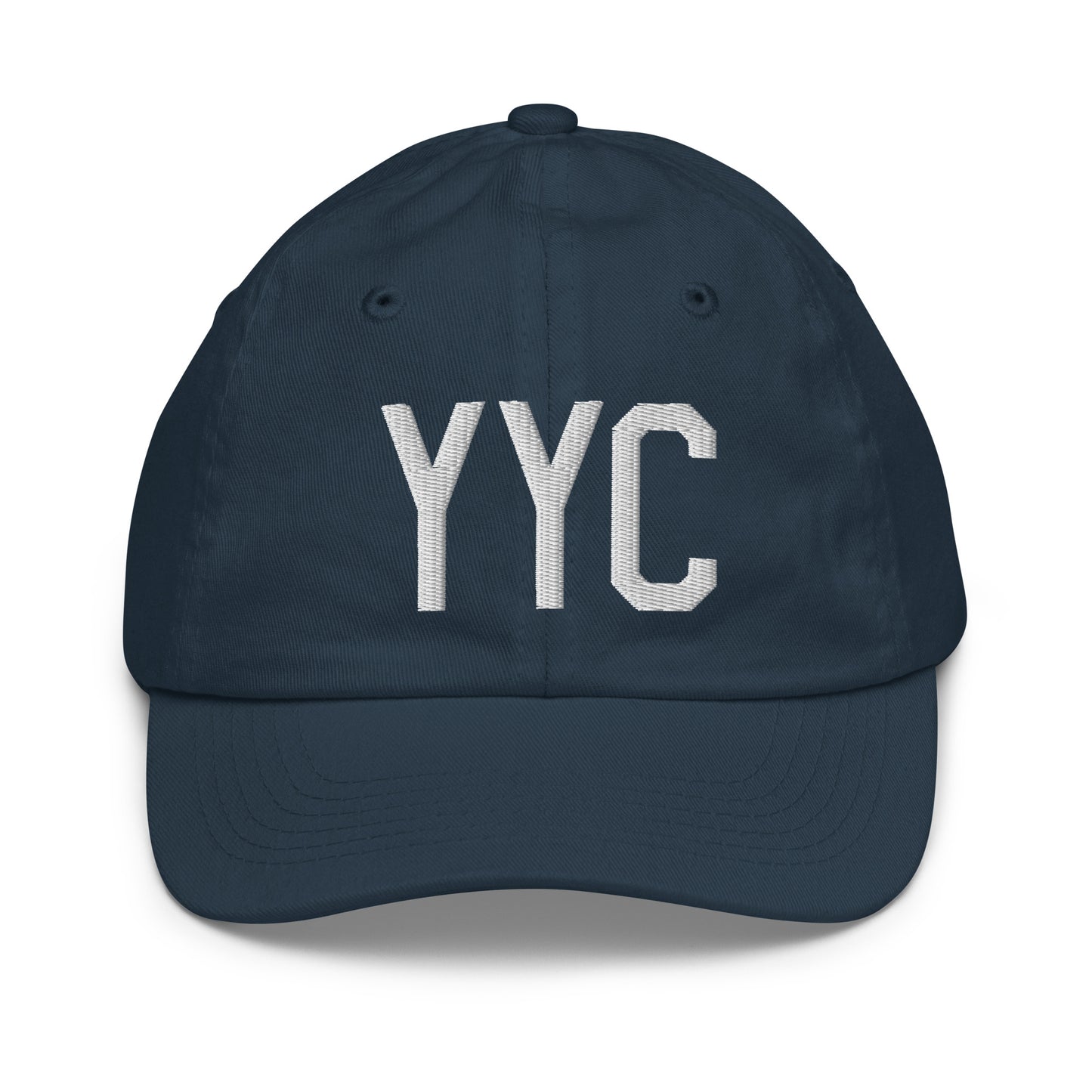 Airport Code Kid's Baseball Cap - White • YYC Calgary • YHM Designs - Image 14