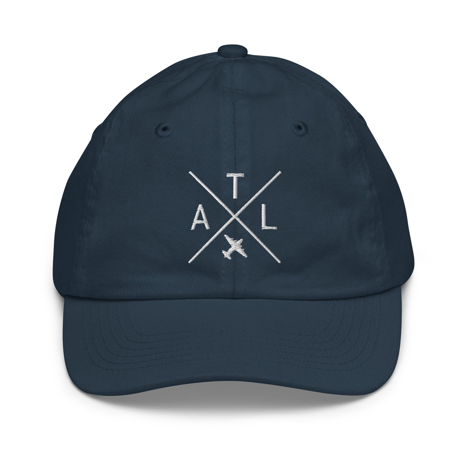 Crossed-X Kid's Baseball Cap - White • ATL Atlanta • YHM Designs - Image 14