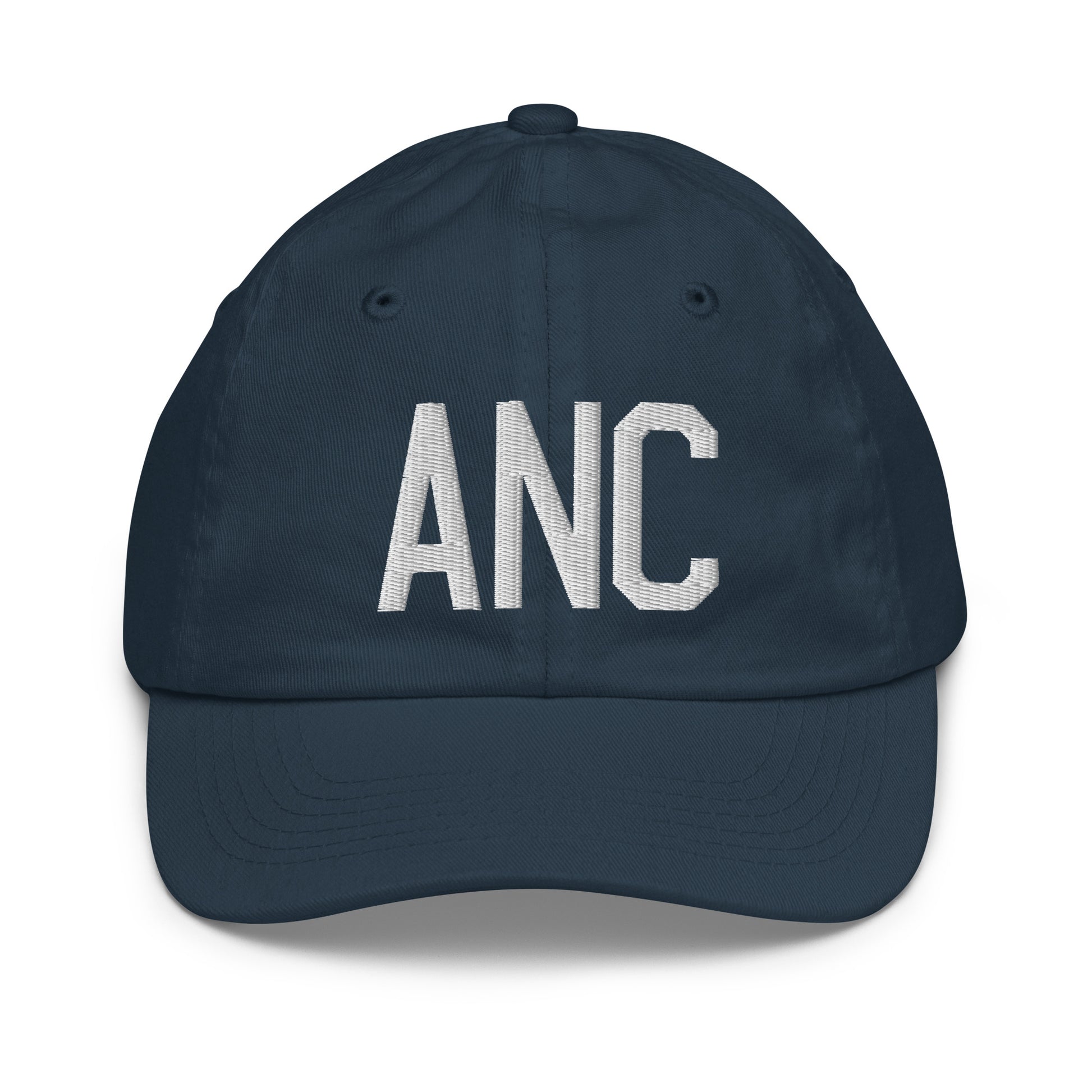 Airport Code Kid's Baseball Cap - White • ANC Anchorage • YHM Designs - Image 14