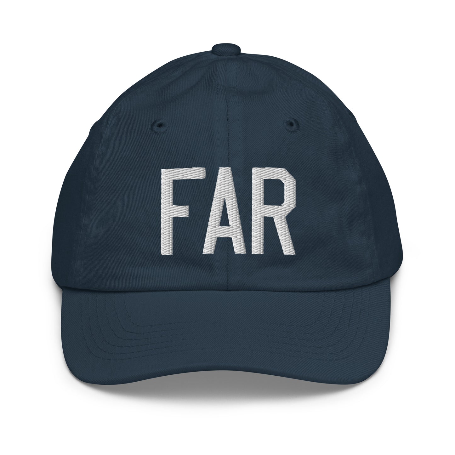 Airport Code Kid's Baseball Cap - White • FAR Fargo • YHM Designs - Image 14