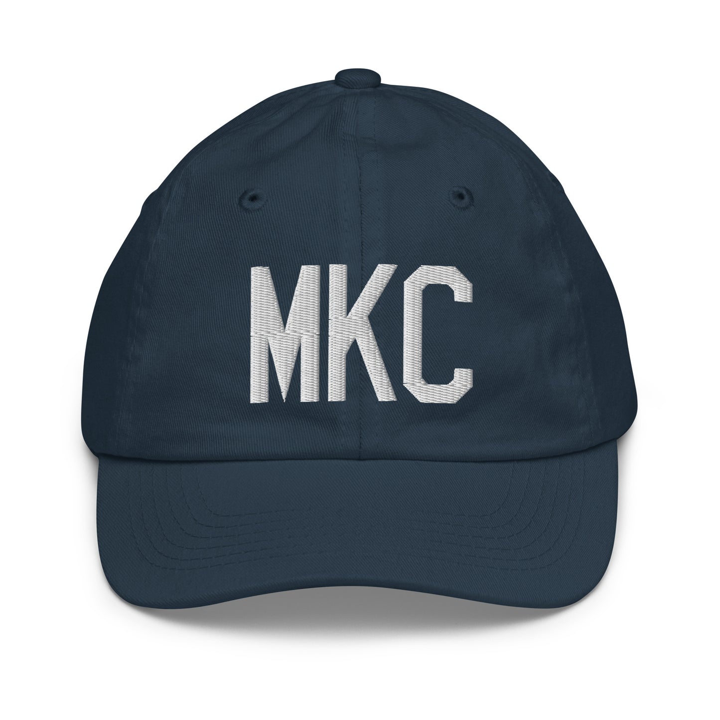 Airport Code Kid's Baseball Cap - White • MKC Kansas City • YHM Designs - Image 14