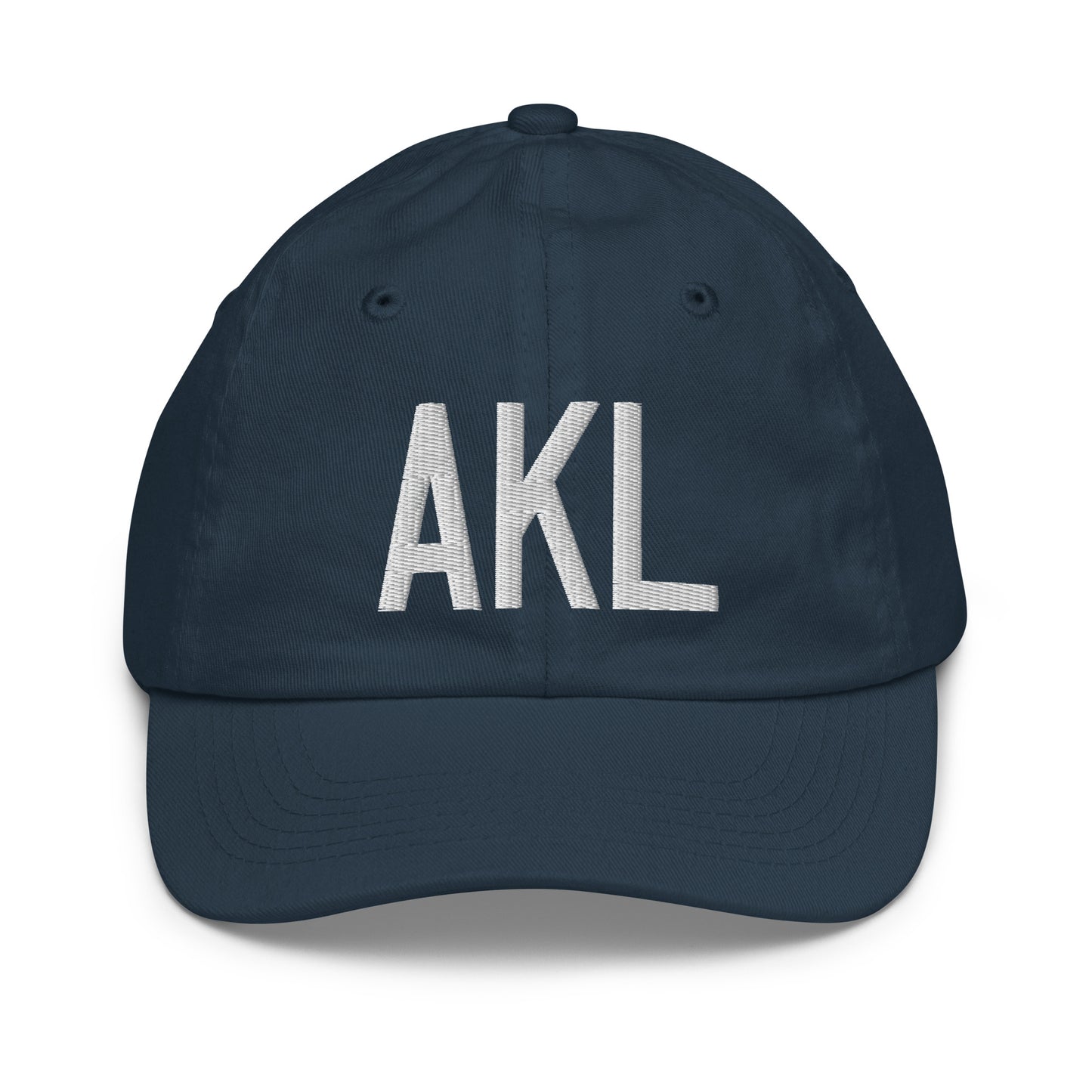 Airport Code Kid's Baseball Cap - White • AKL Auckland • YHM Designs - Image 14