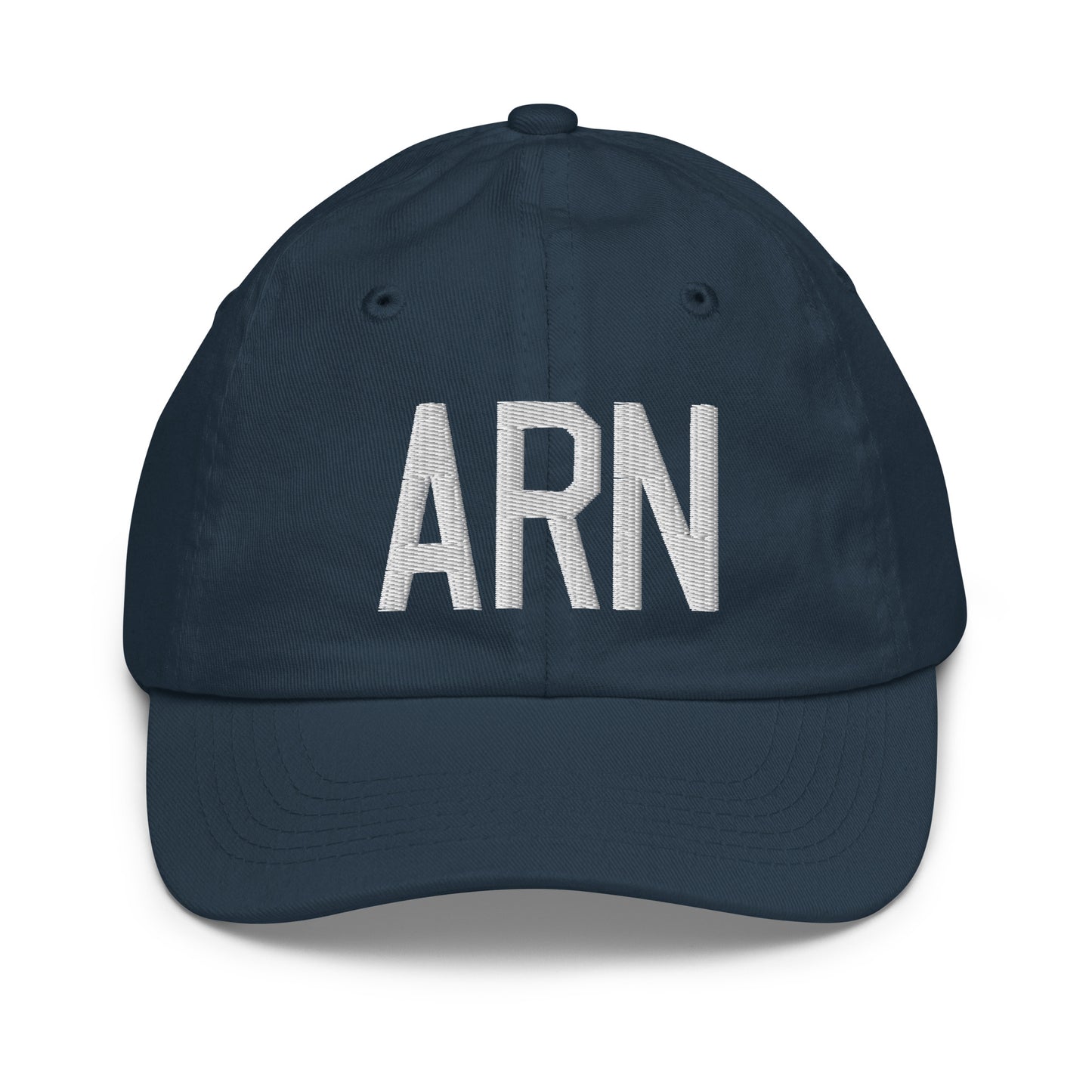 Airport Code Kid's Baseball Cap - White • ARN Stockholm • YHM Designs - Image 14