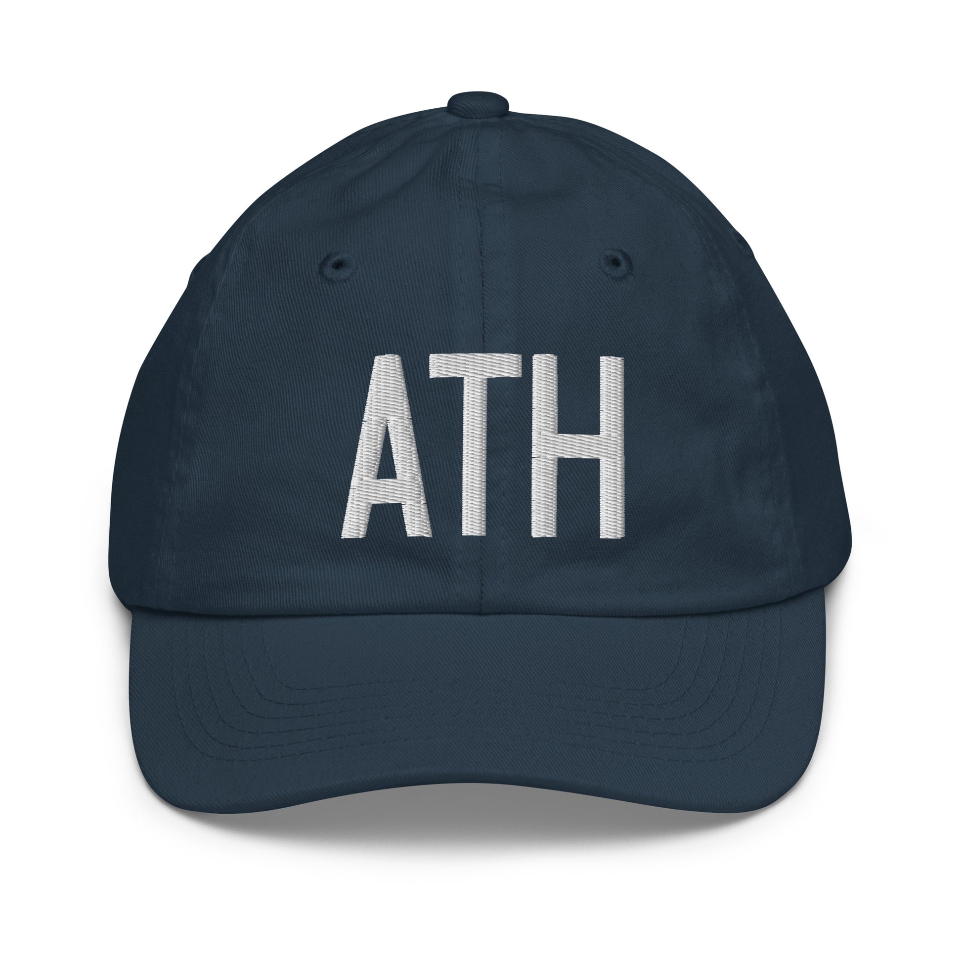 Airport Code Kid's Baseball Cap - White • ATH Athens • YHM Designs - Image 14