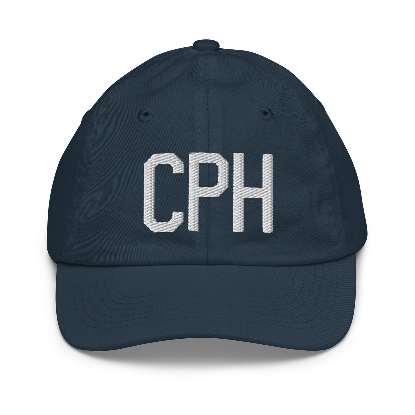 Airport Code Kid's Baseball Cap - White • CPH Copenhagen • YHM Designs - Image 14