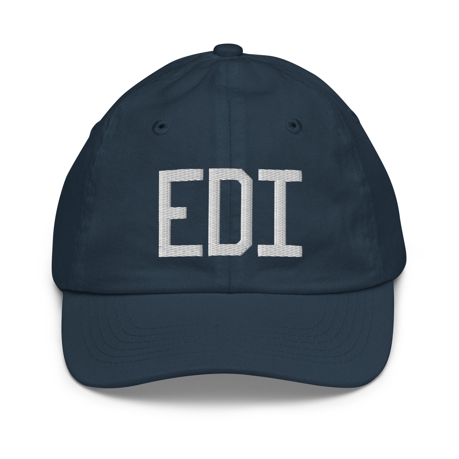 Airport Code Kid's Baseball Cap - White • EDI Edinburgh • YHM Designs - Image 14