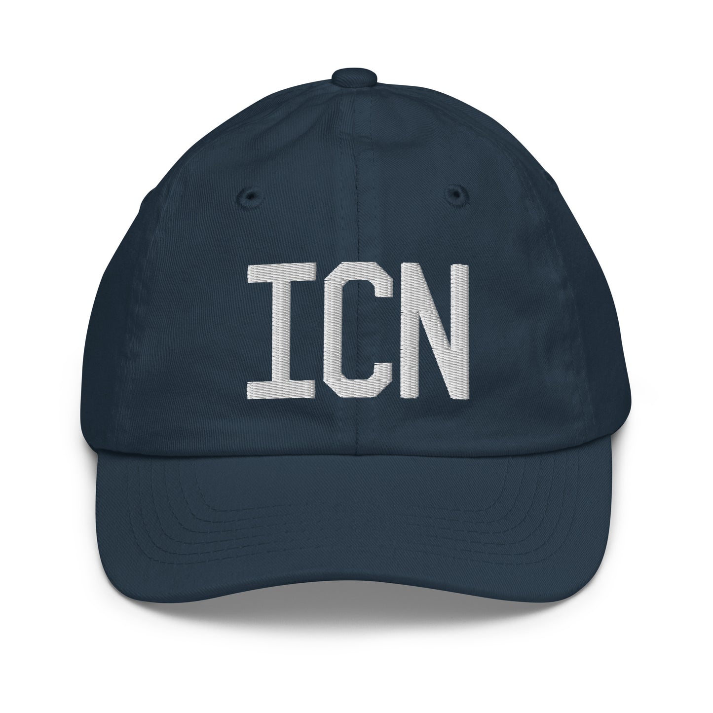 Airport Code Kid's Baseball Cap - White • ICN Seoul • YHM Designs - Image 14