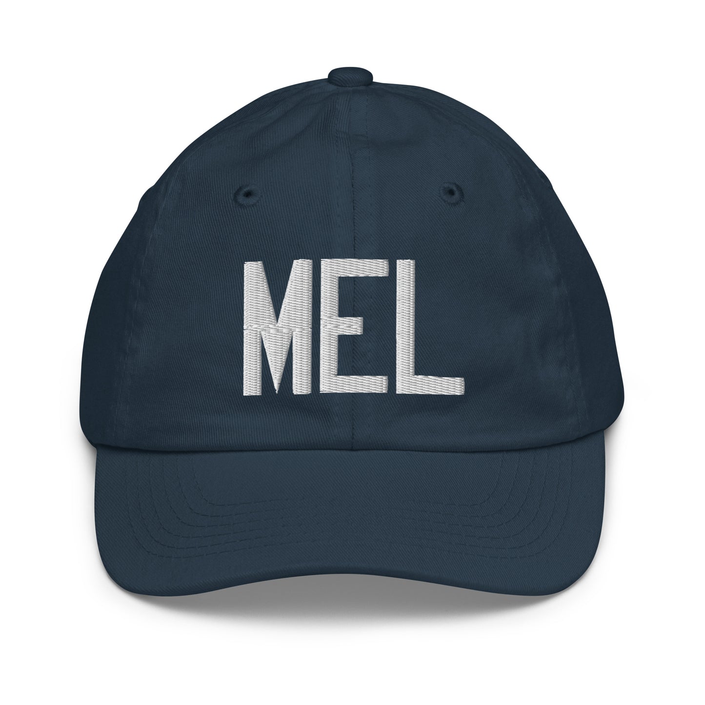 Airport Code Kid's Baseball Cap - White • MEL Melbourne • YHM Designs - Image 14